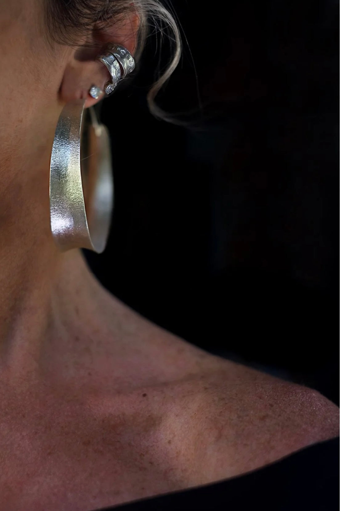 EWA Tribal | Large Hoops | Silver