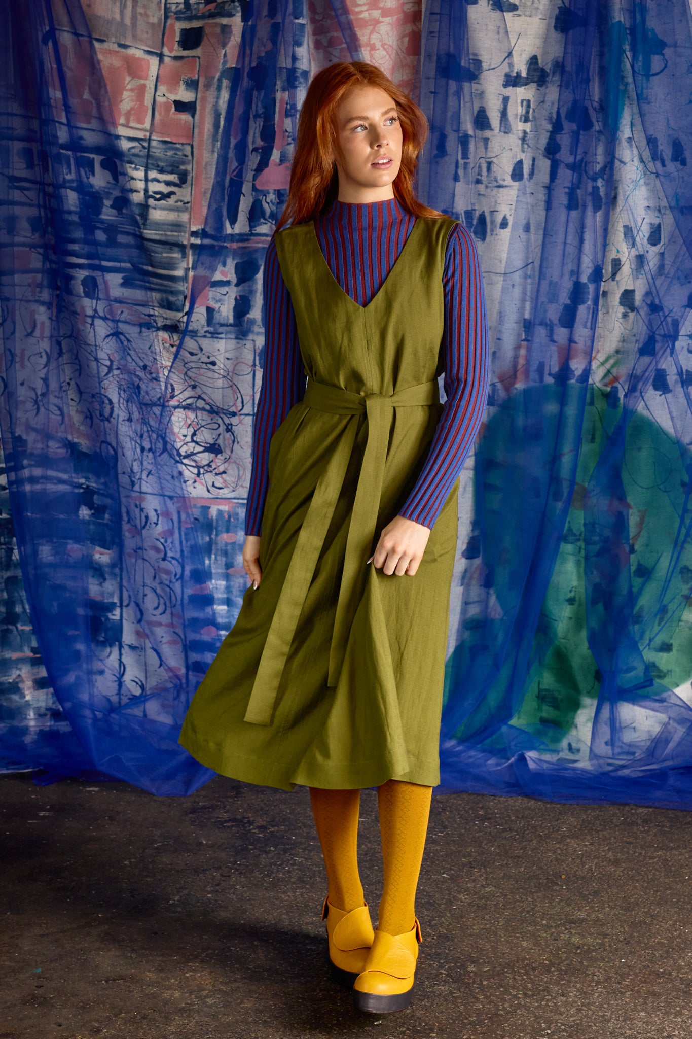 Tightology | Geo Ochre Merino Wool Tights