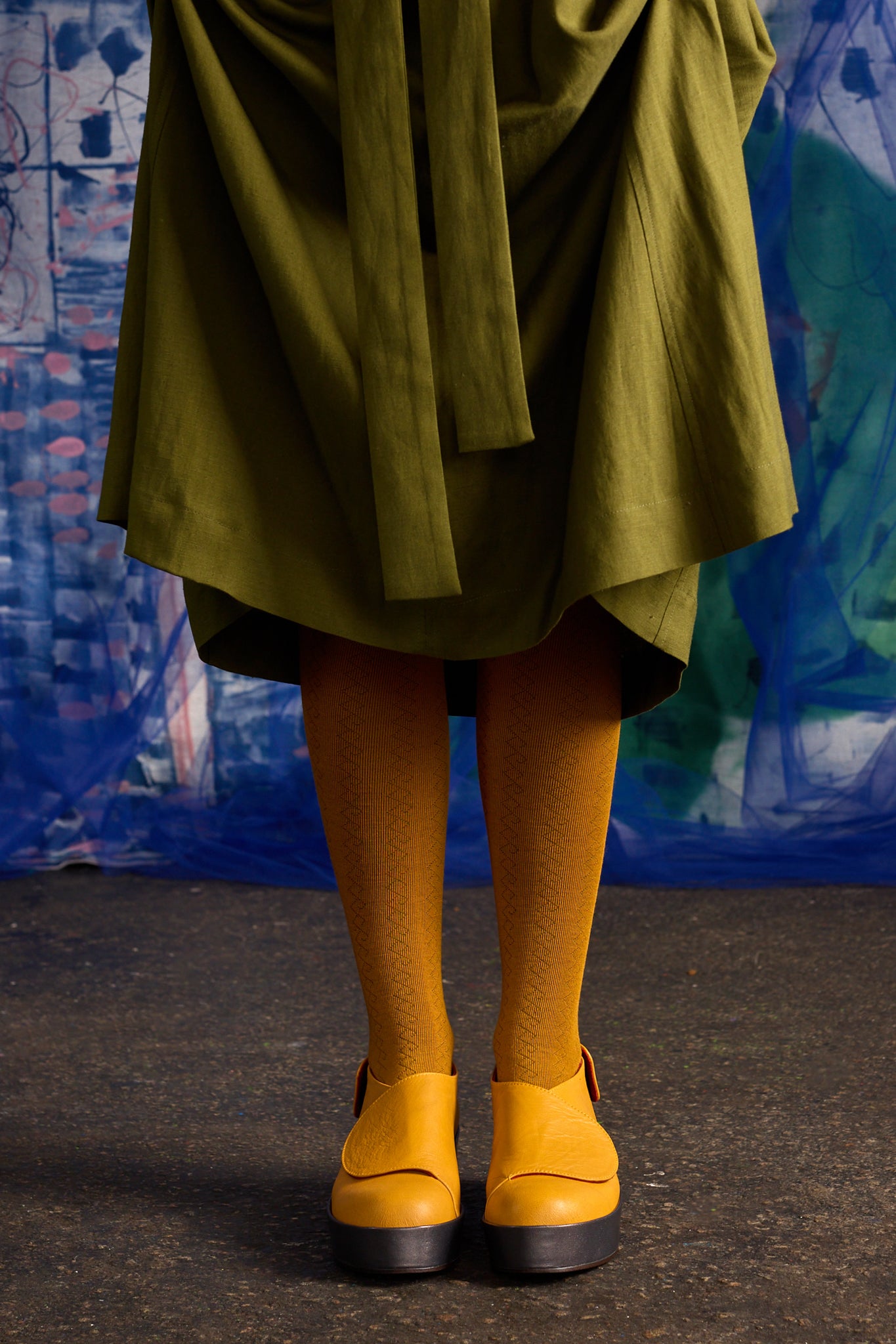 Tightology | Geo Ochre Merino Wool Tights