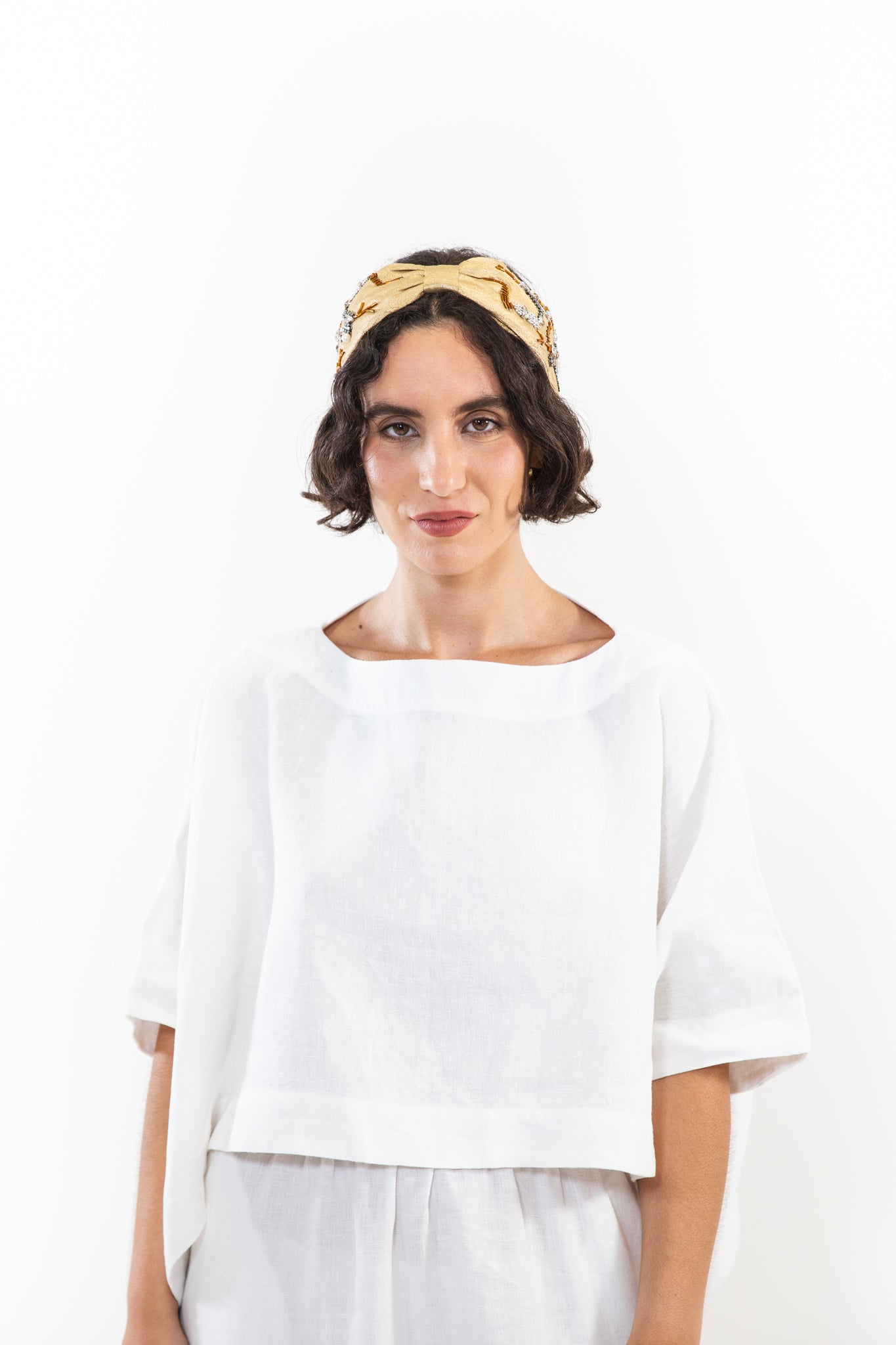 Hard Embroidered Headband | Grace