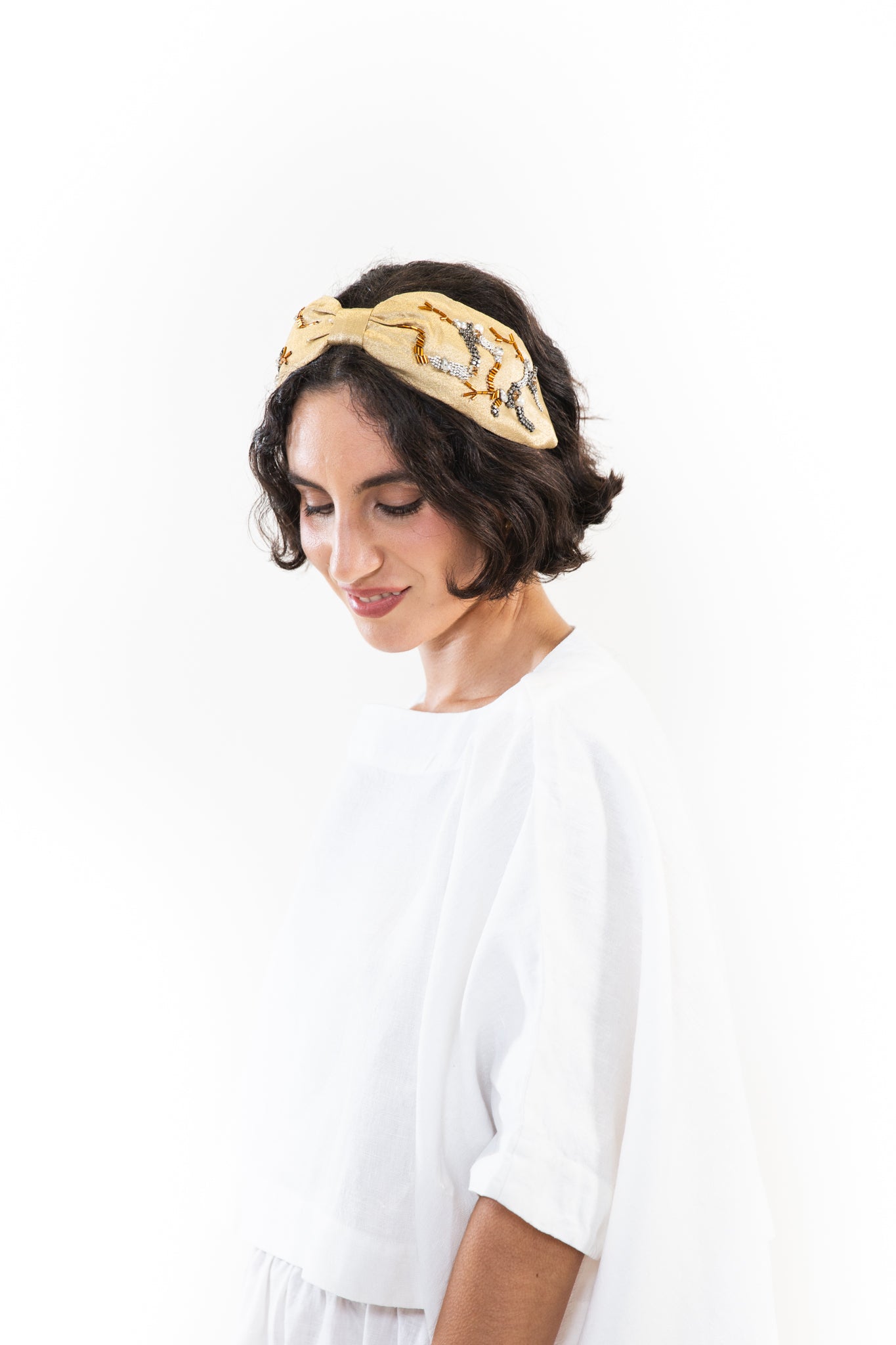 Hard Embroidered Headband | Grace