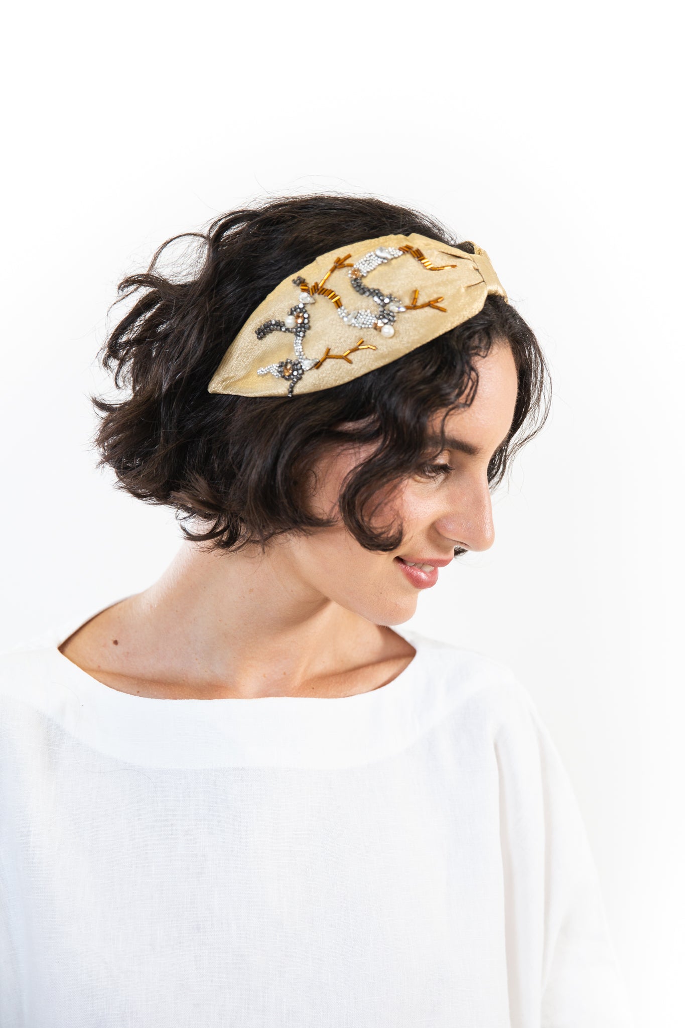 Hard Embroidered Headband | Grace