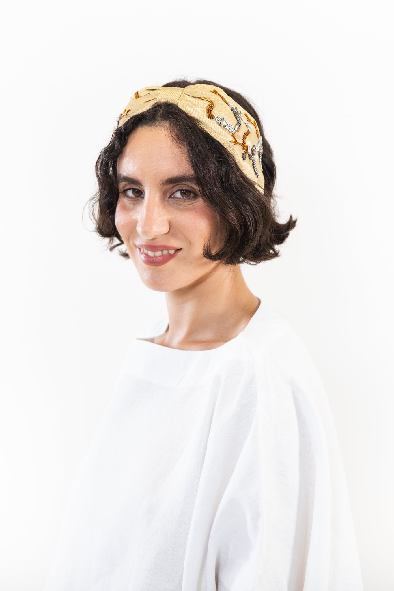 Hard Embroidered Headband | Grace