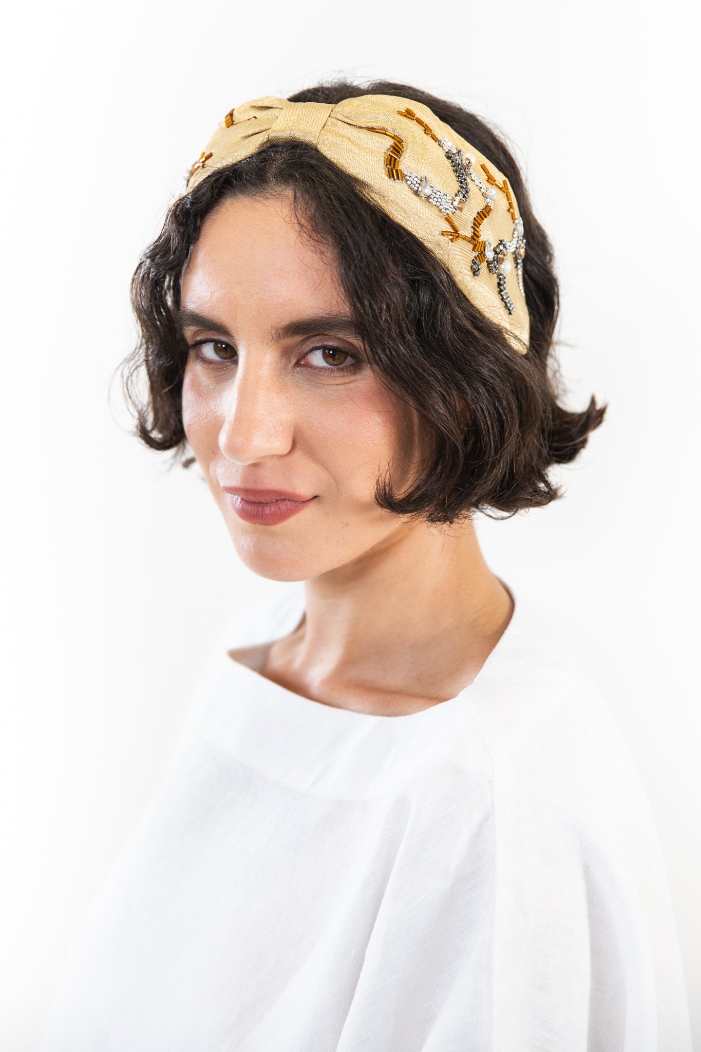 Hard Embroidered Headband | Grace