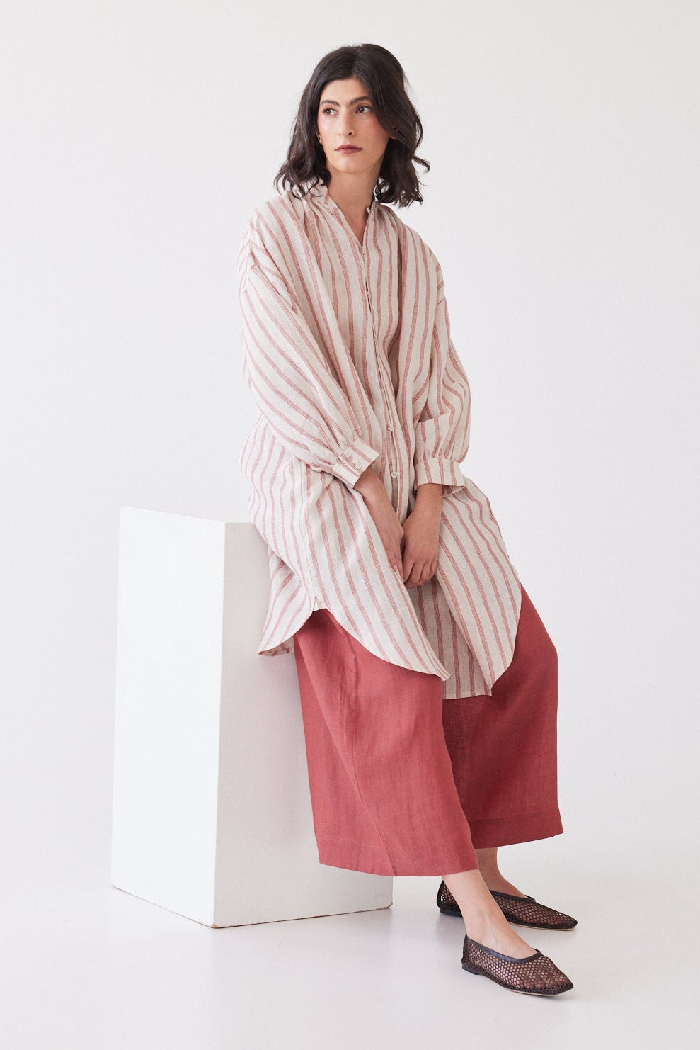 Harper Shirt Dress | Burnt Sienna Stripe