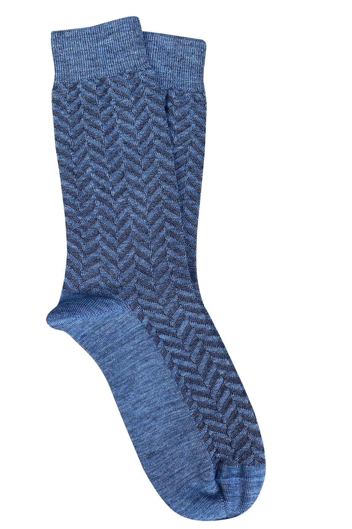 Tightology | Herringbone Blue Merino Wool Socks