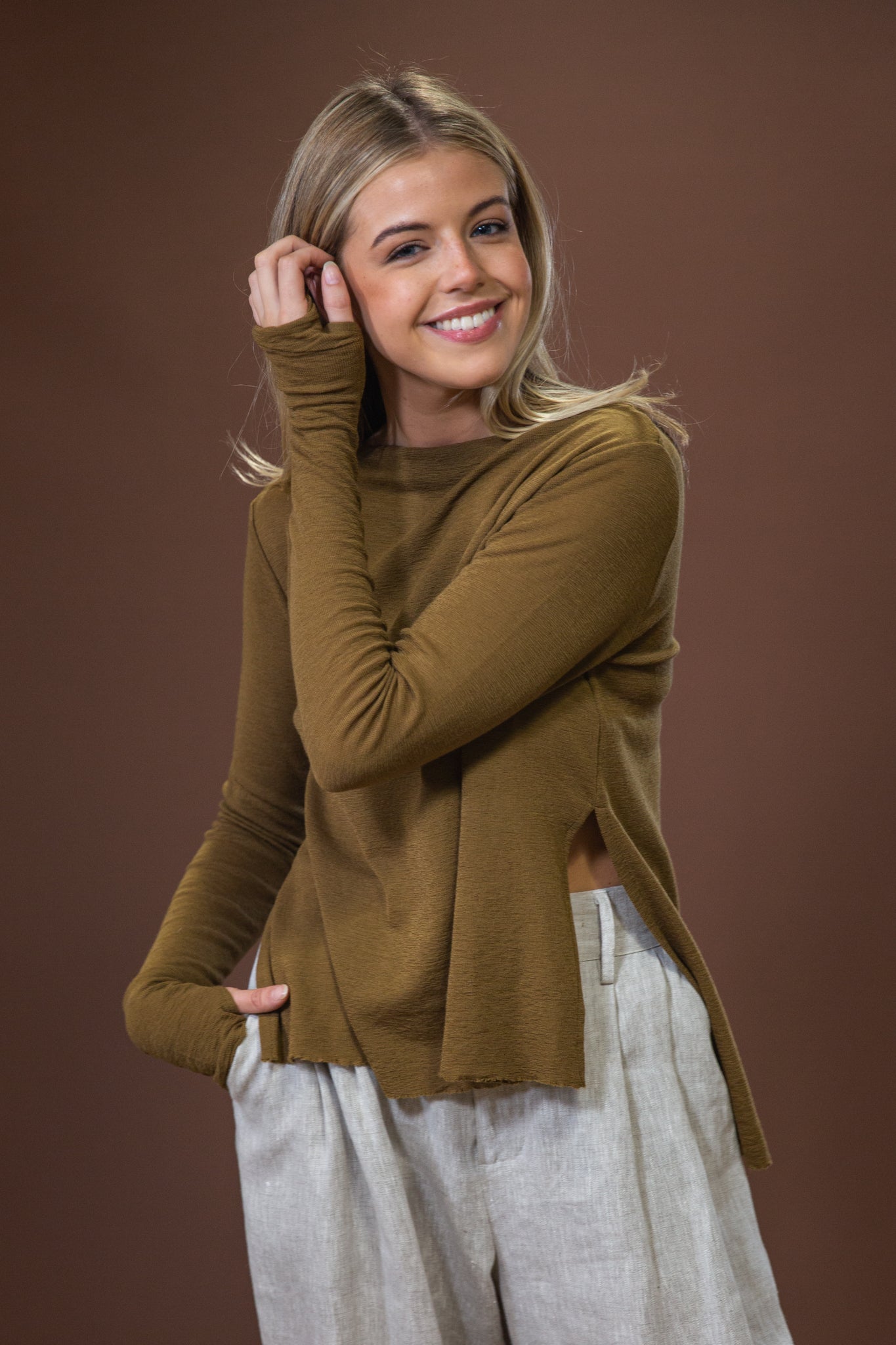 Merino With High Slits | Bronze