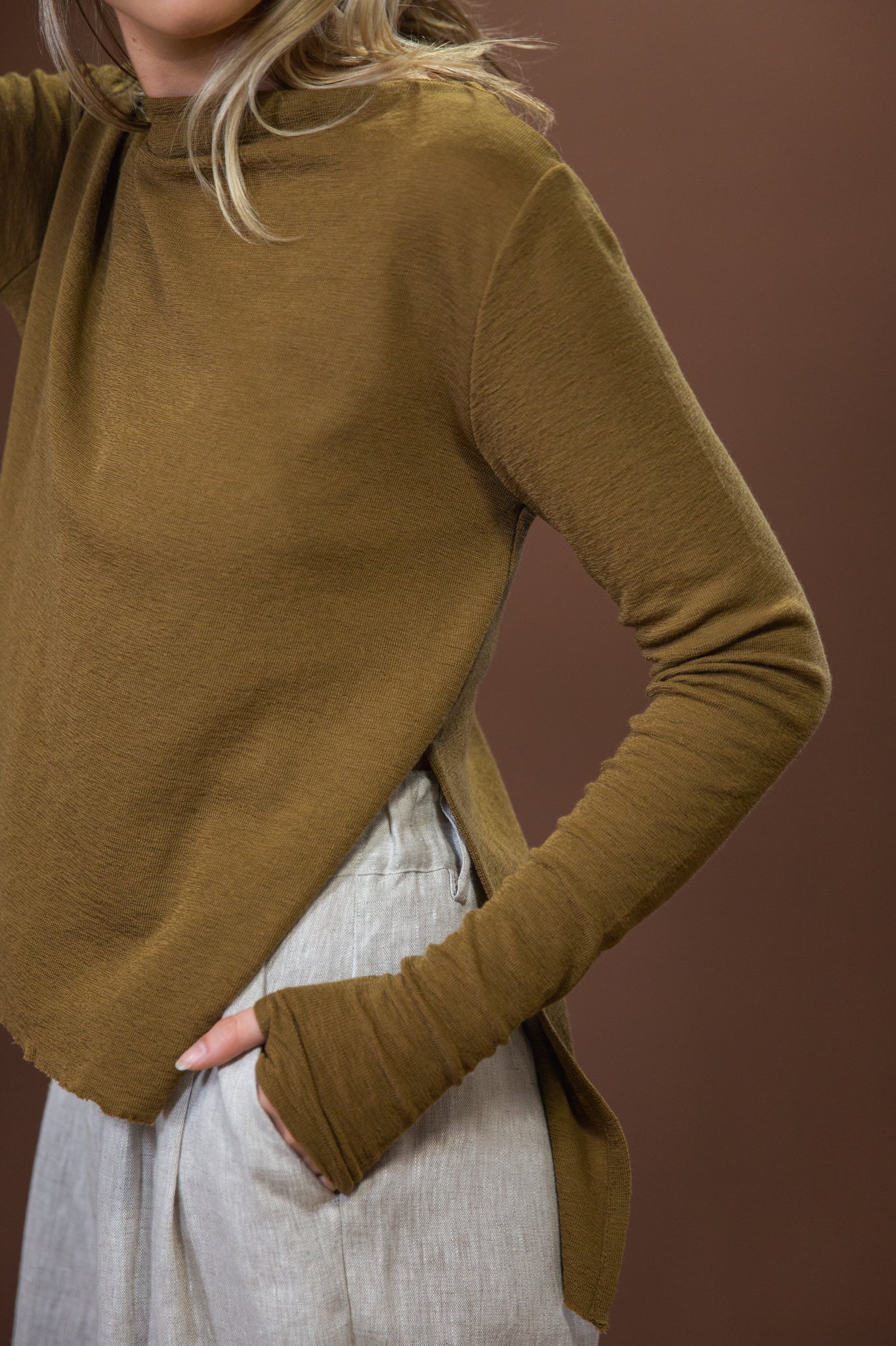 Merino With High Slits | Bronze