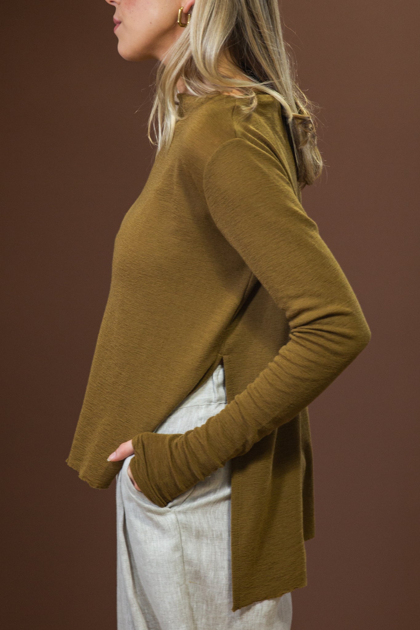 Merino With High Slits | Bronze
