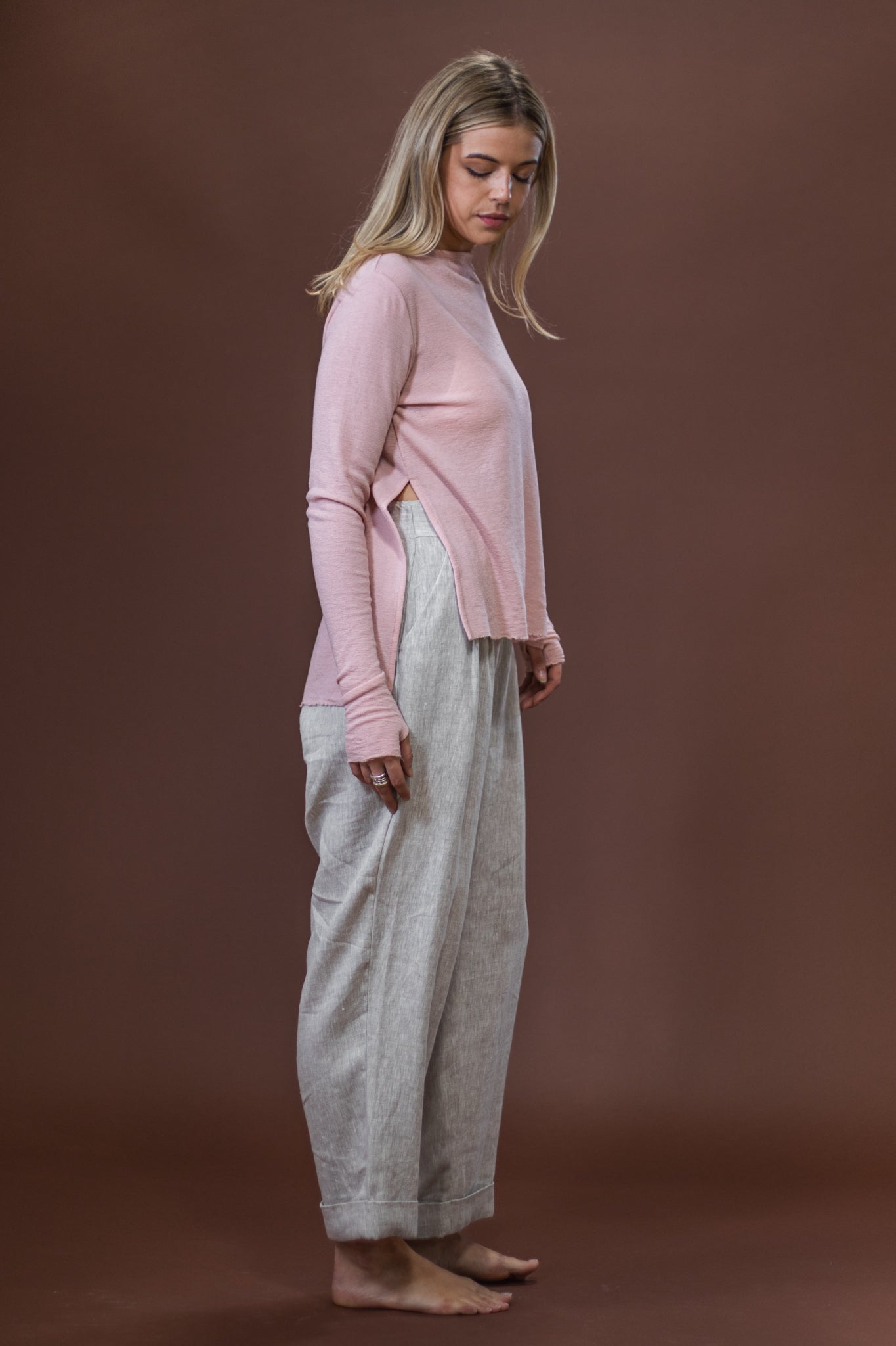 Merino With High Slits | Rose