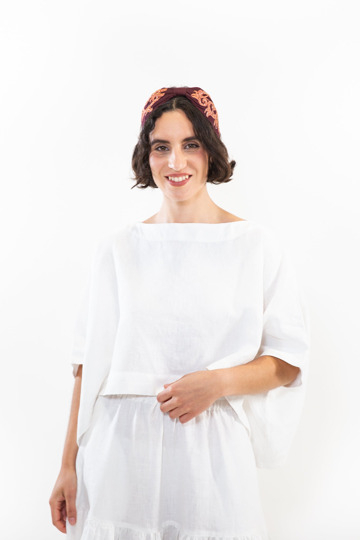 Hard Embroidered Headband | Ivy