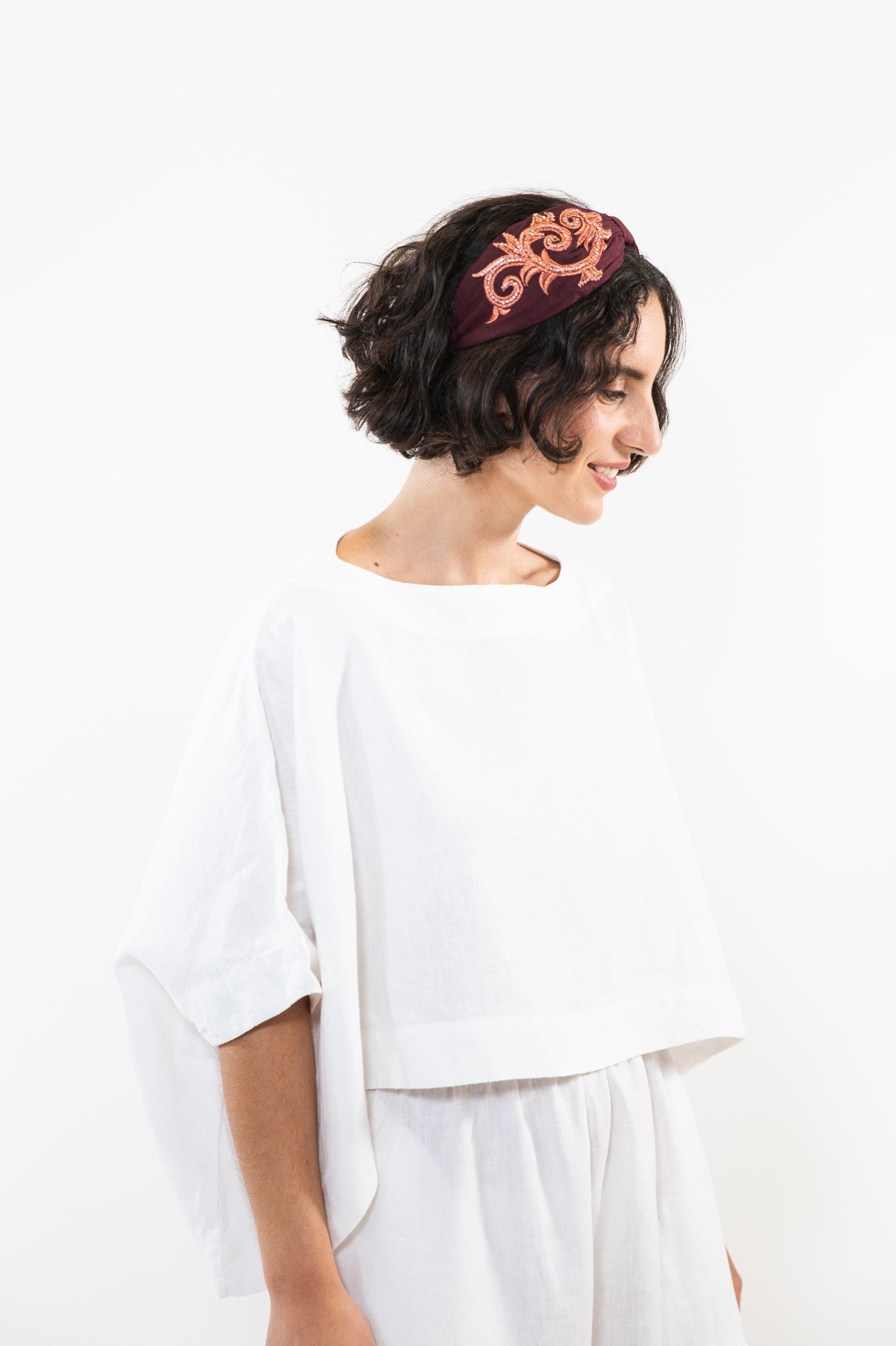 Hard Embroidered Headband | Ivy