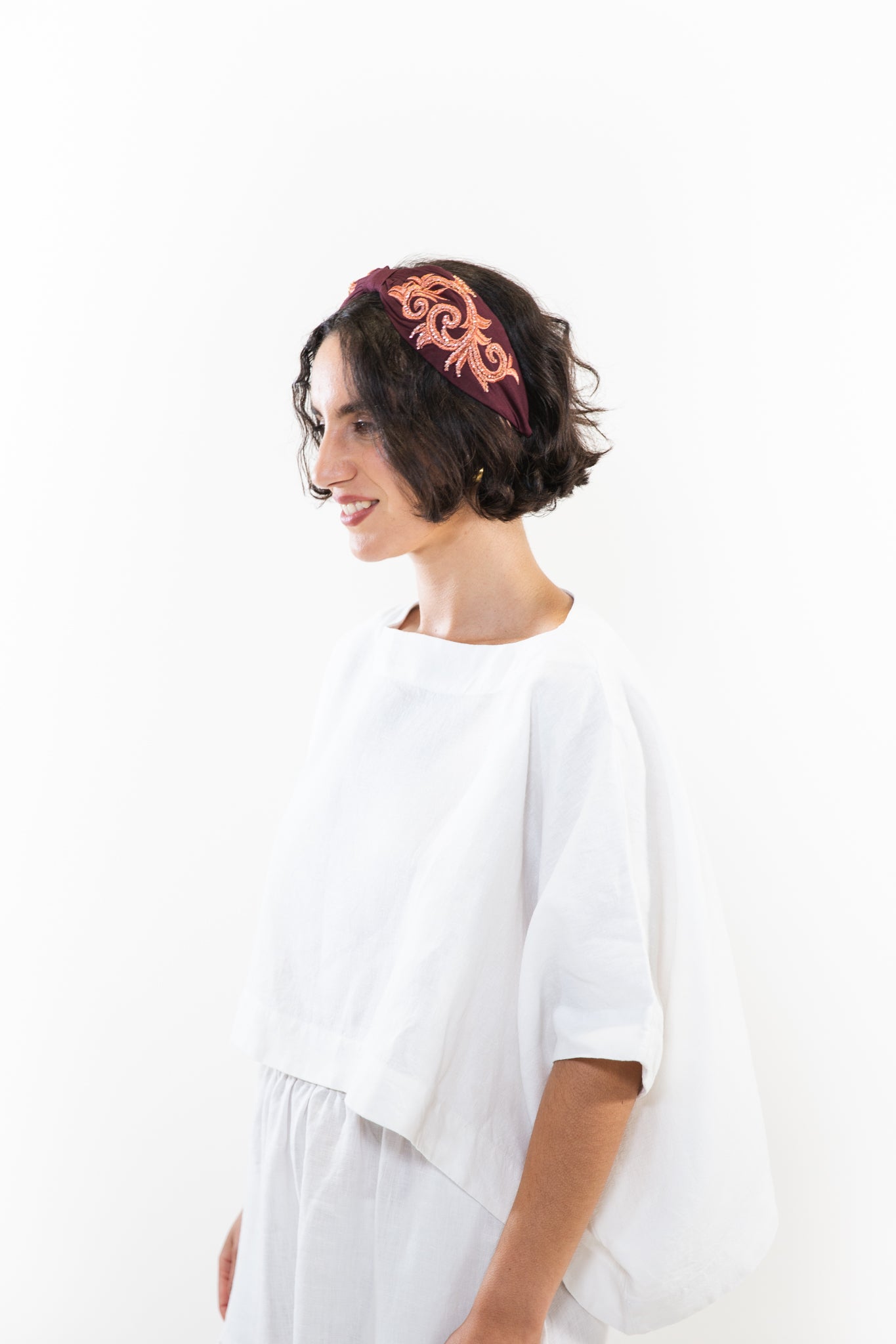Hard Embroidered Headband | Ivy