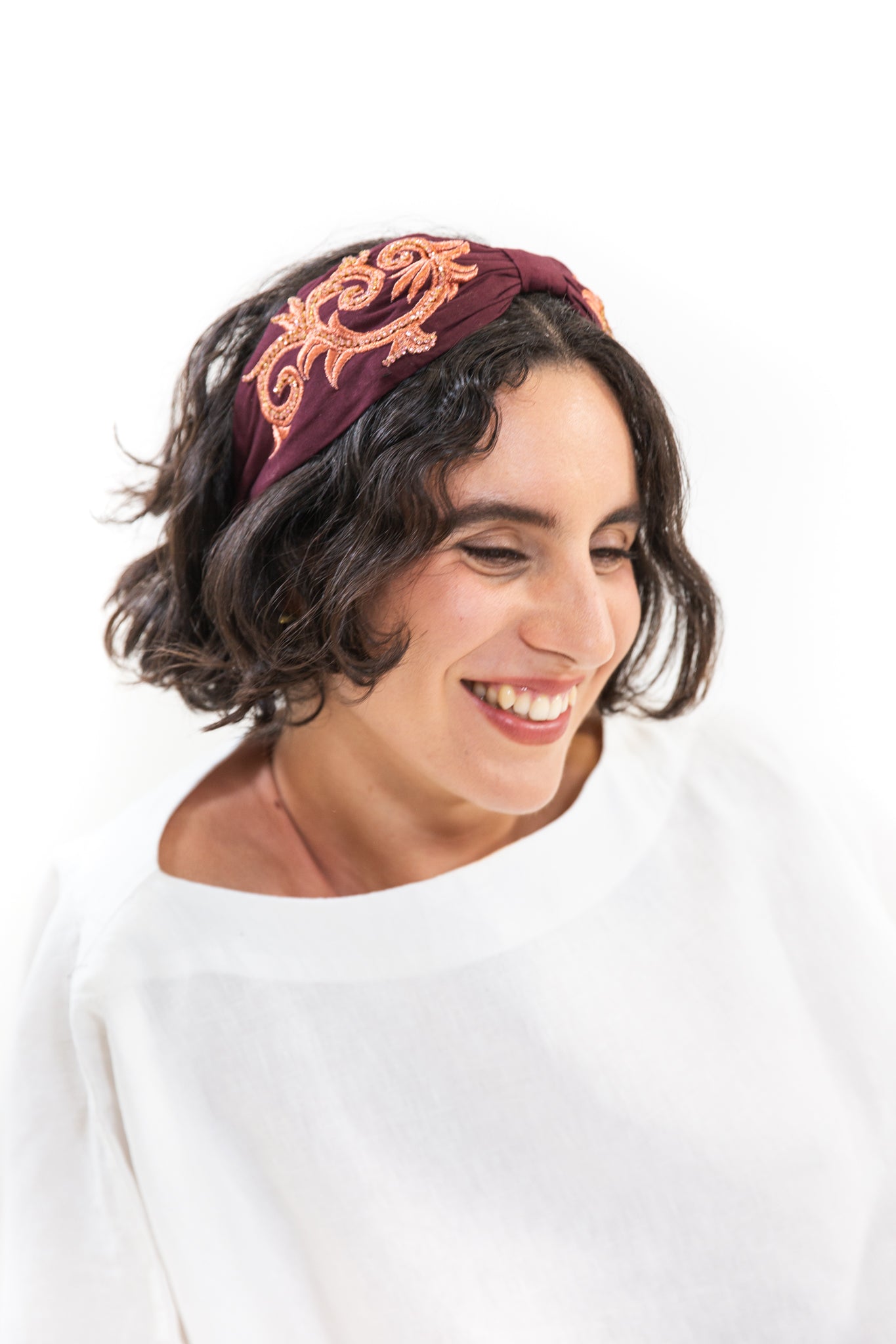 Hard Embroidered Headband | Ivy