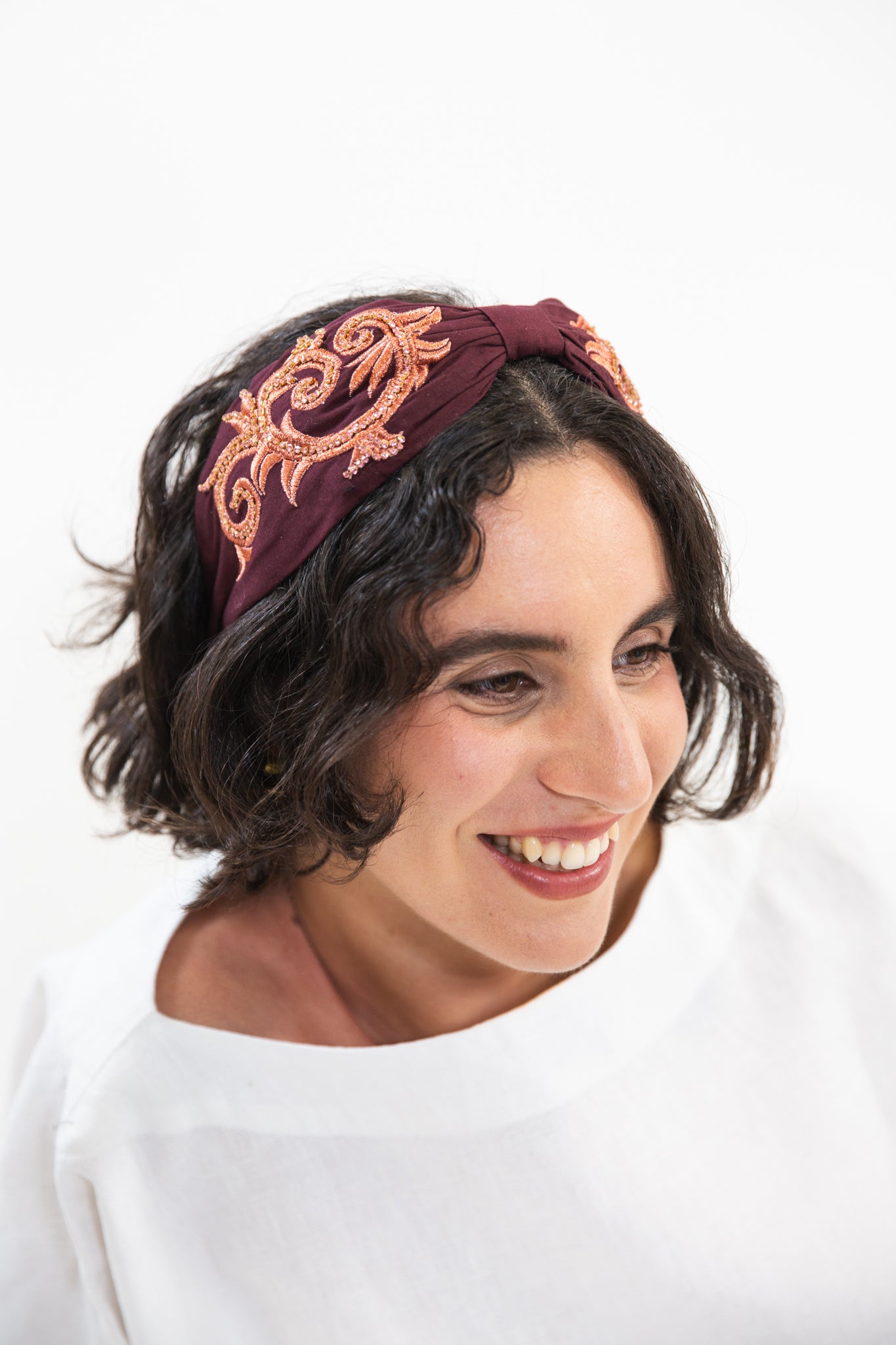 Hard Embroidered Headband | Ivy