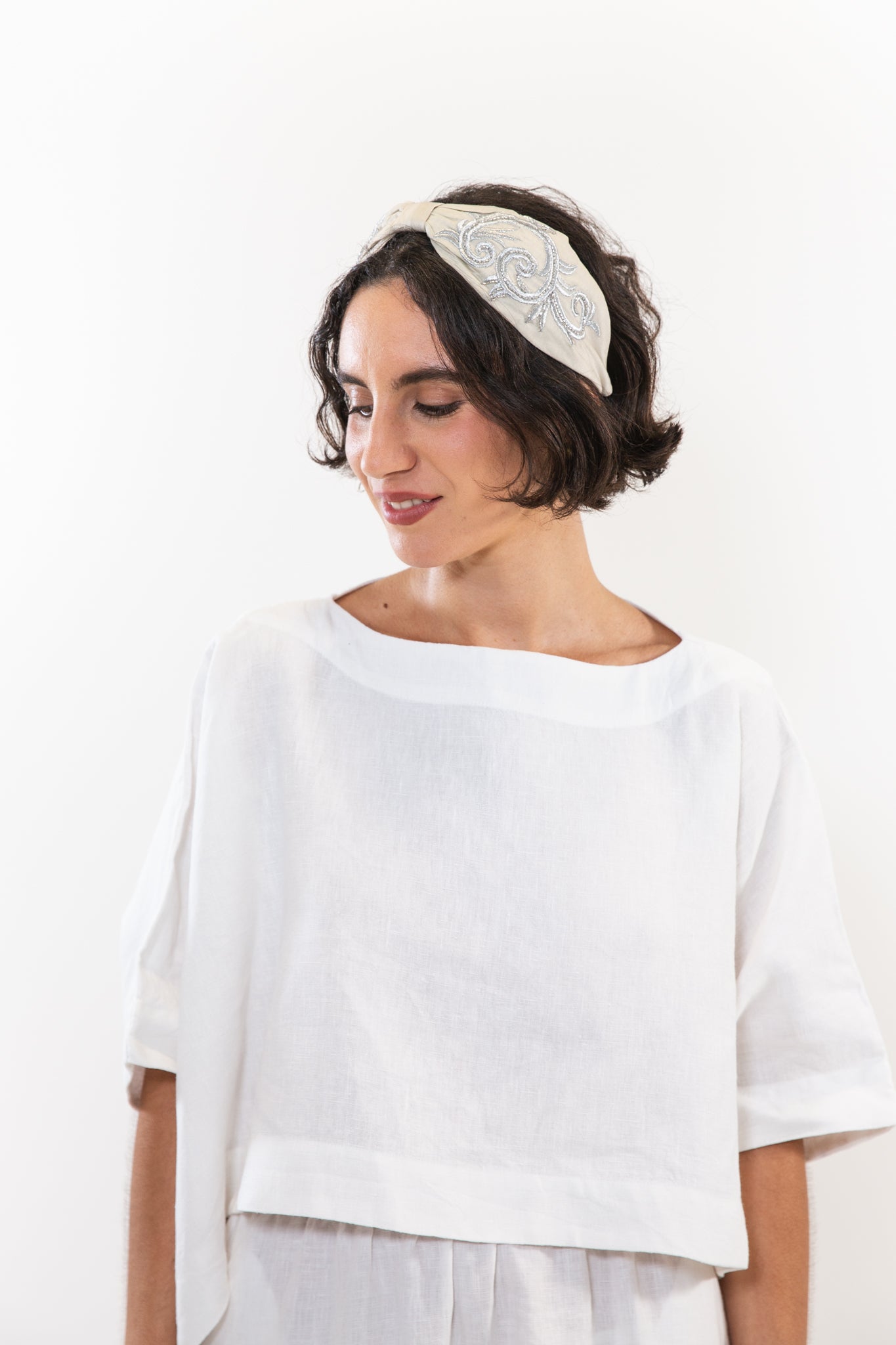 Hard Embroidered Headband | Nora
