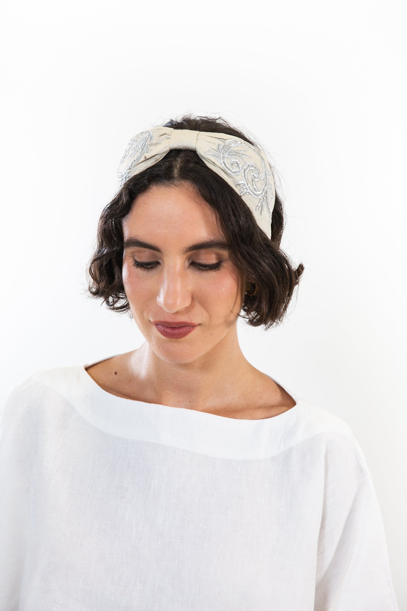 Hard Embroidered Headband | Nora