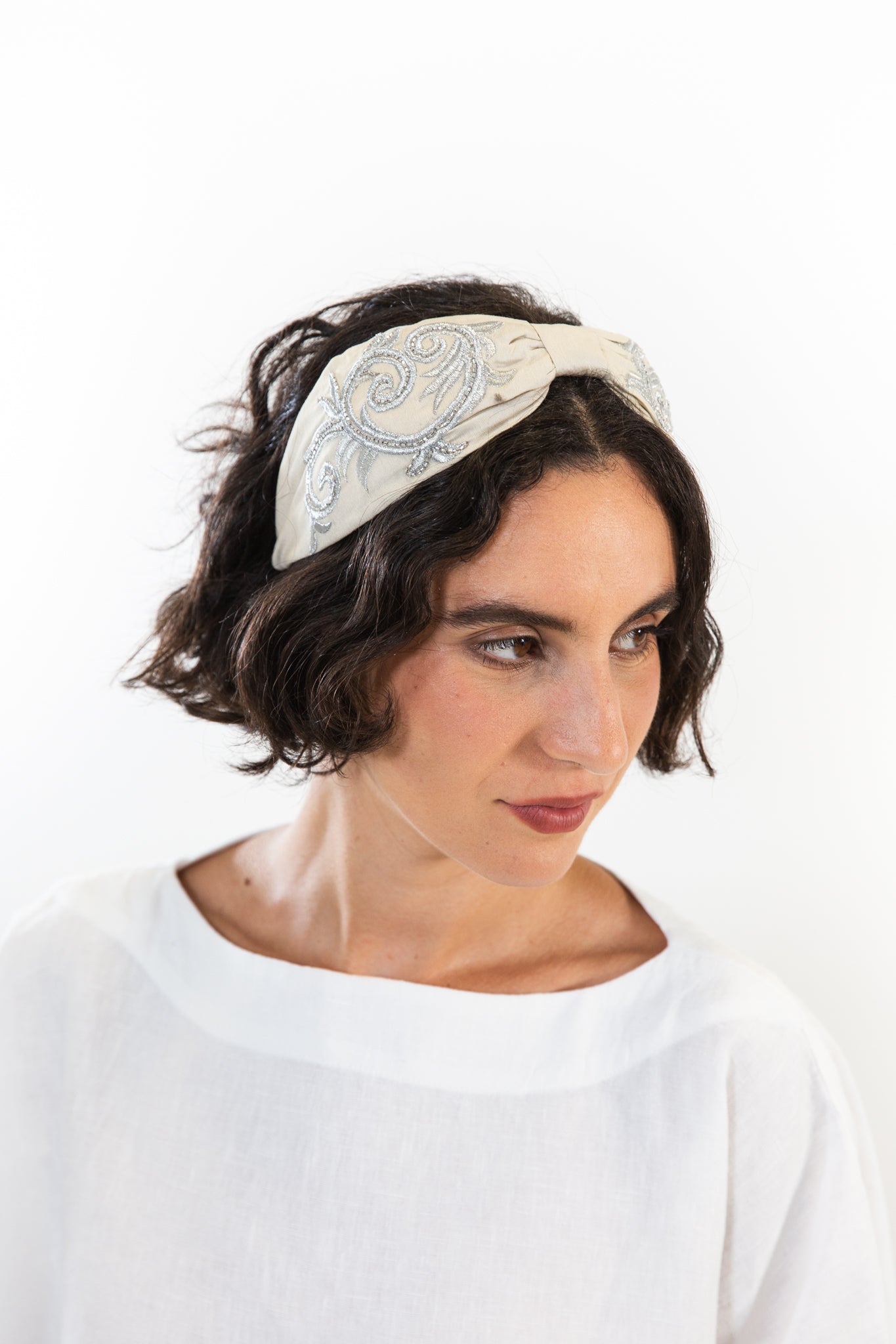 Hard Embroidered Headband | Nora