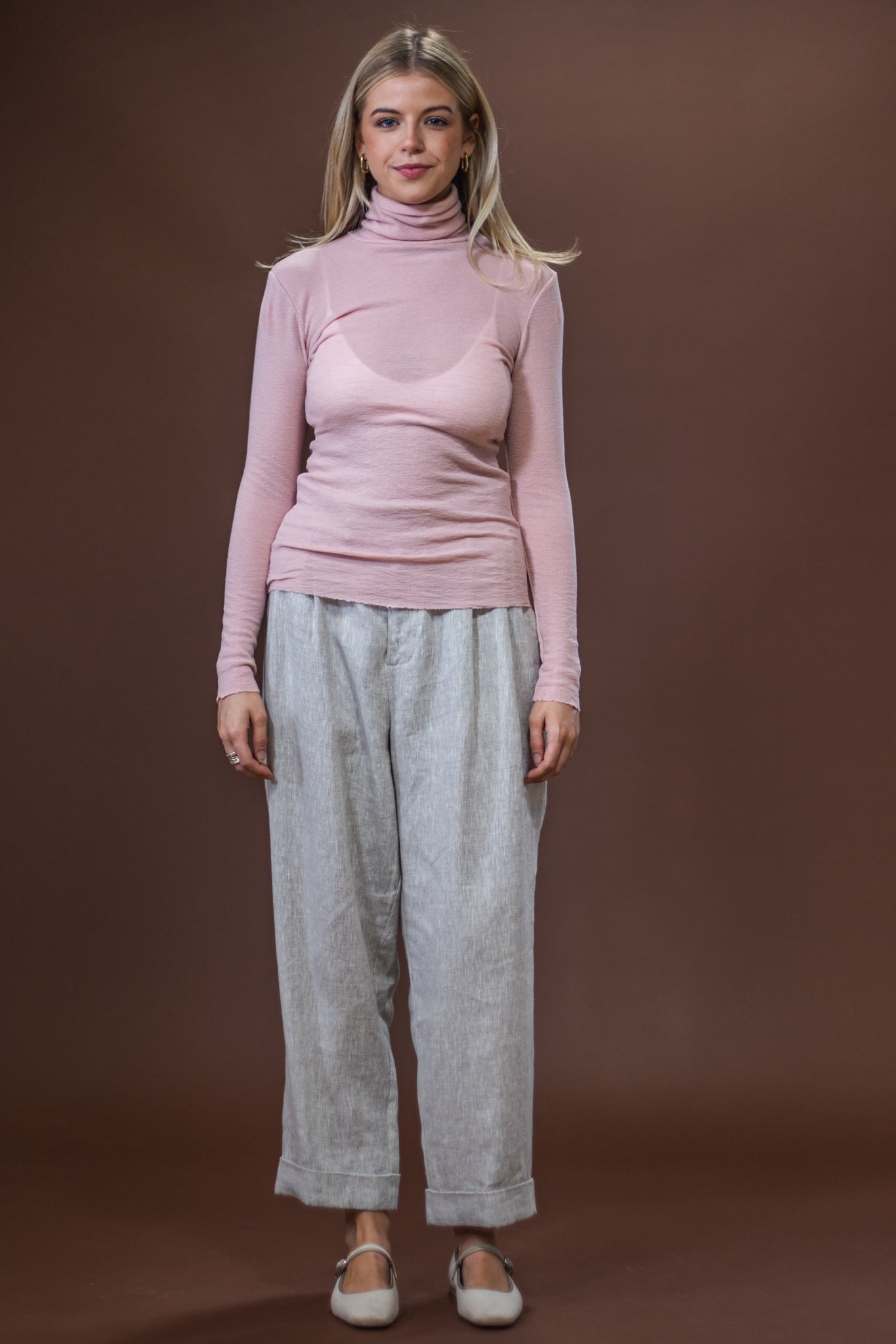 Merino Roll Neck | Rose