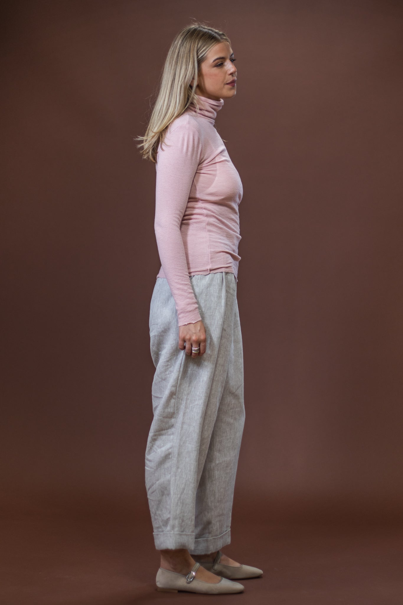 Merino Roll Neck | Rose