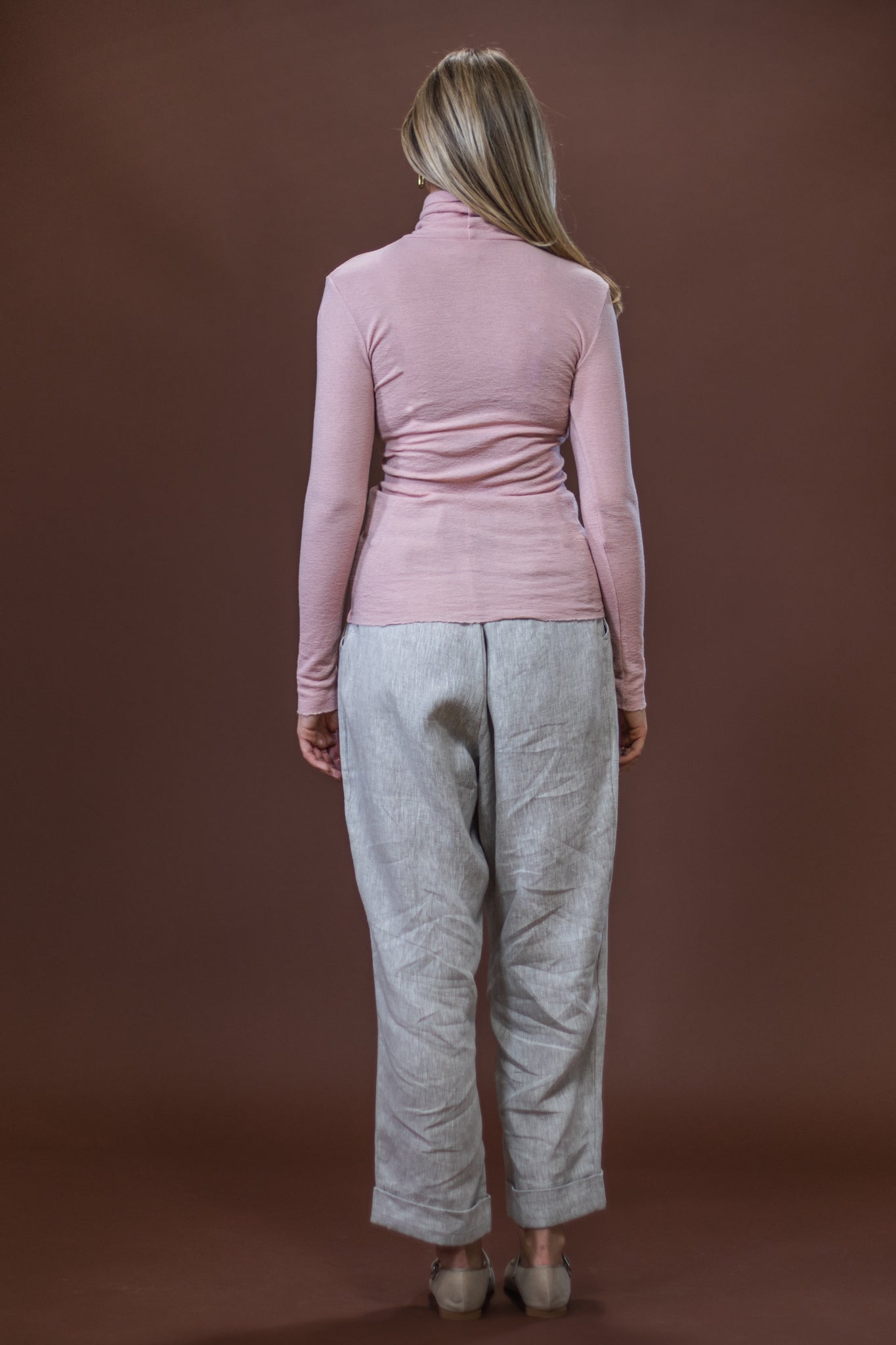 Merino Roll Neck | Rose