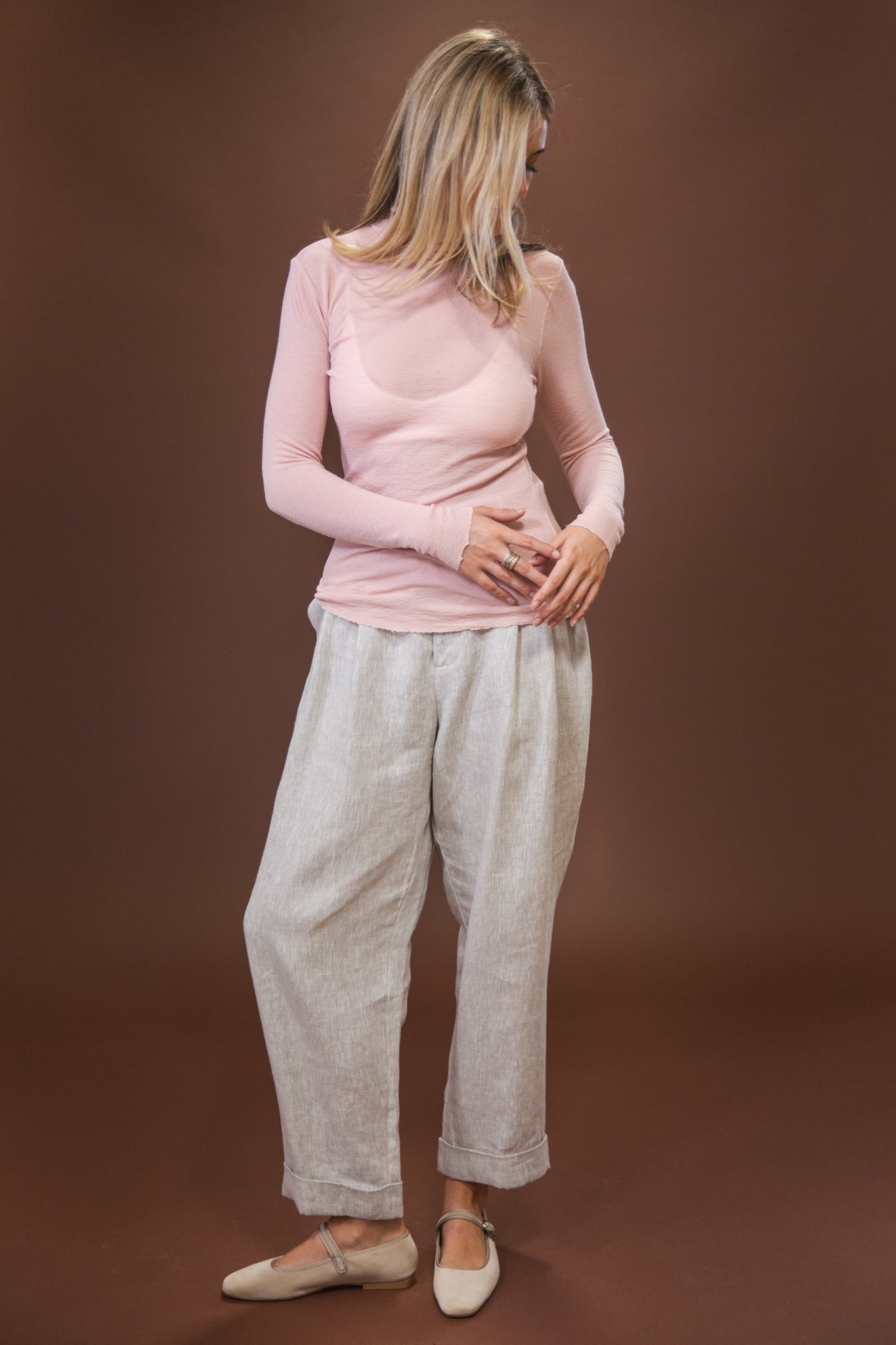 Merino Roll Neck | Rose