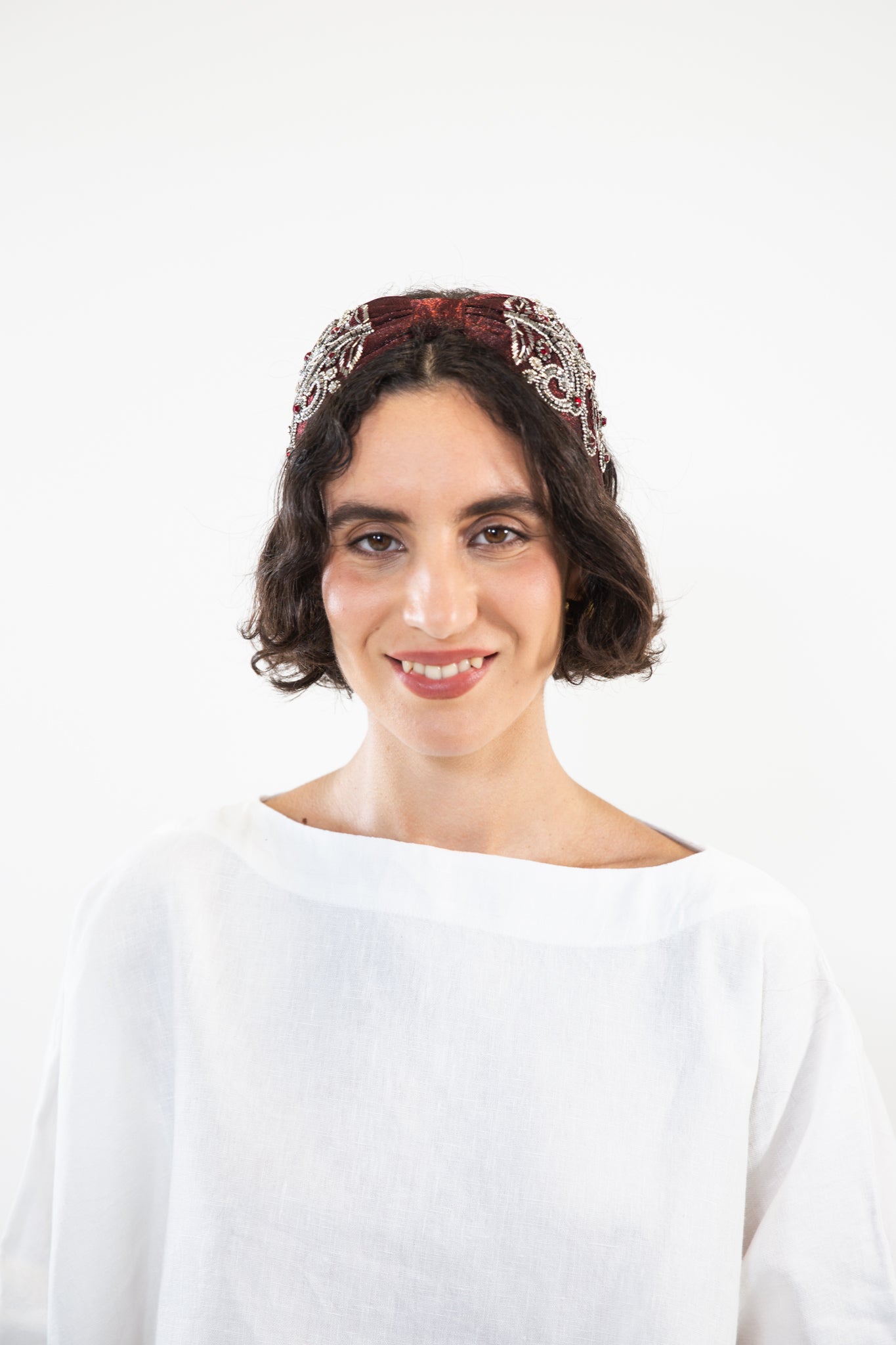 Hard Embroidered Headband | Rosalie