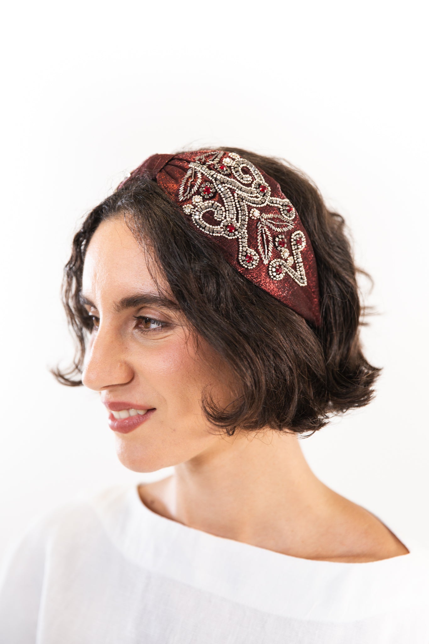 Hard Embroidered Headband | Rosalie