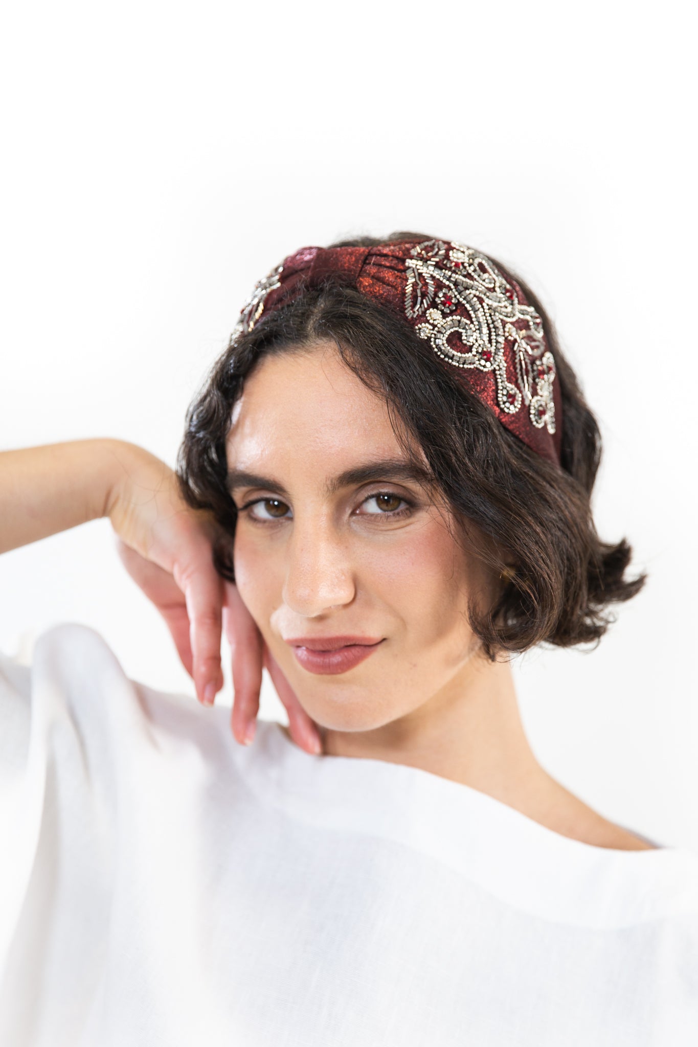 Hard Embroidered Headband | Rosalie