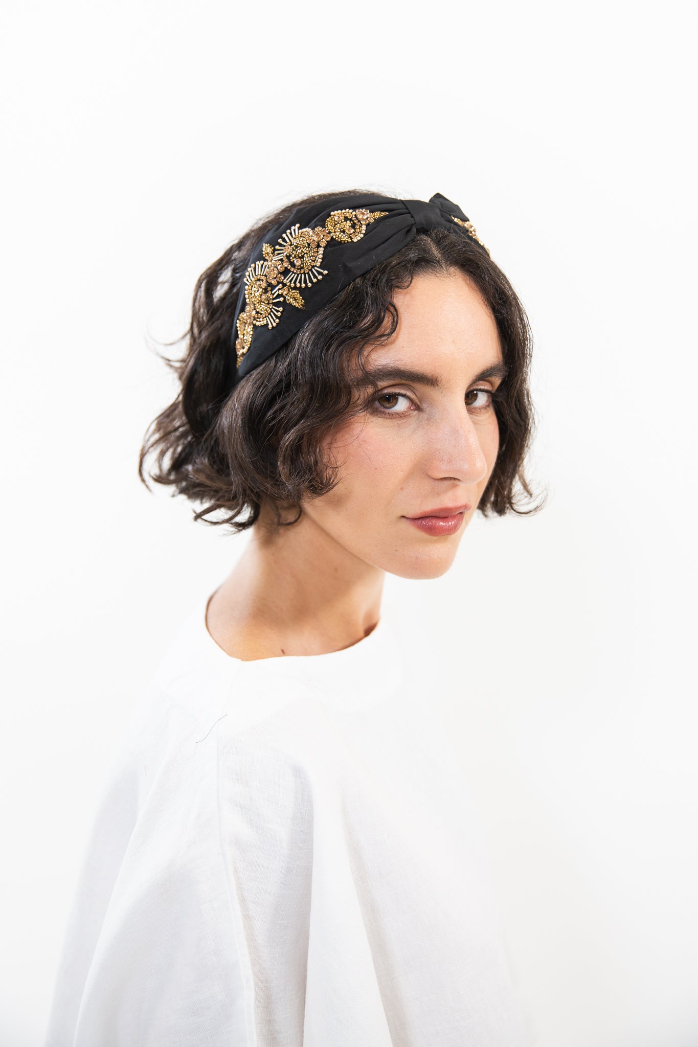 Hard Embroidered Headband | Sadie
