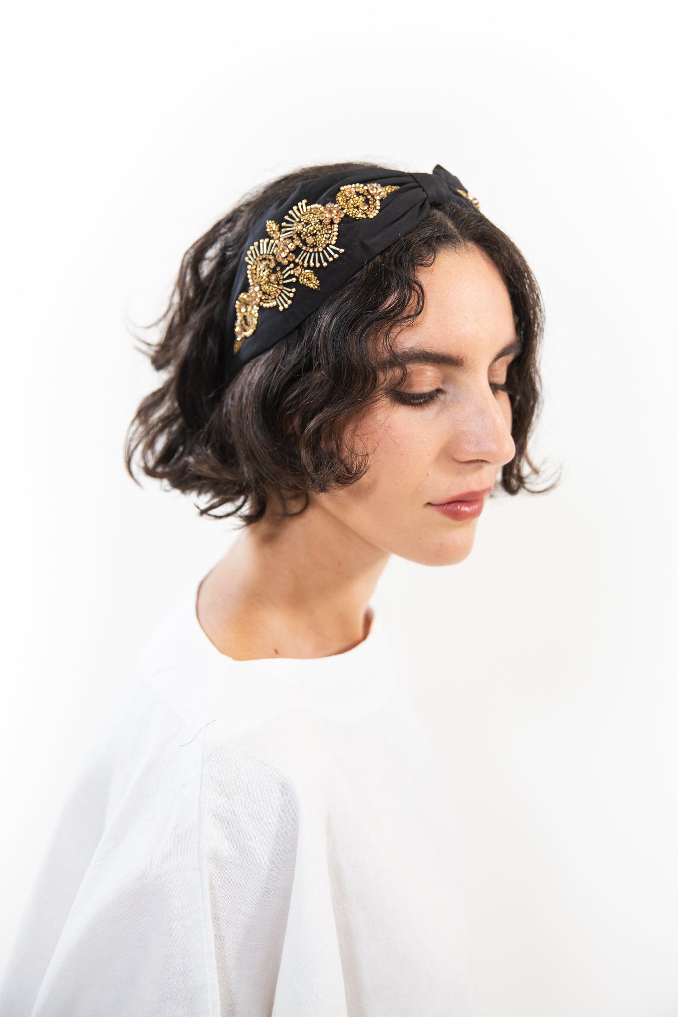 Hard Embroidered Headband | Sadie