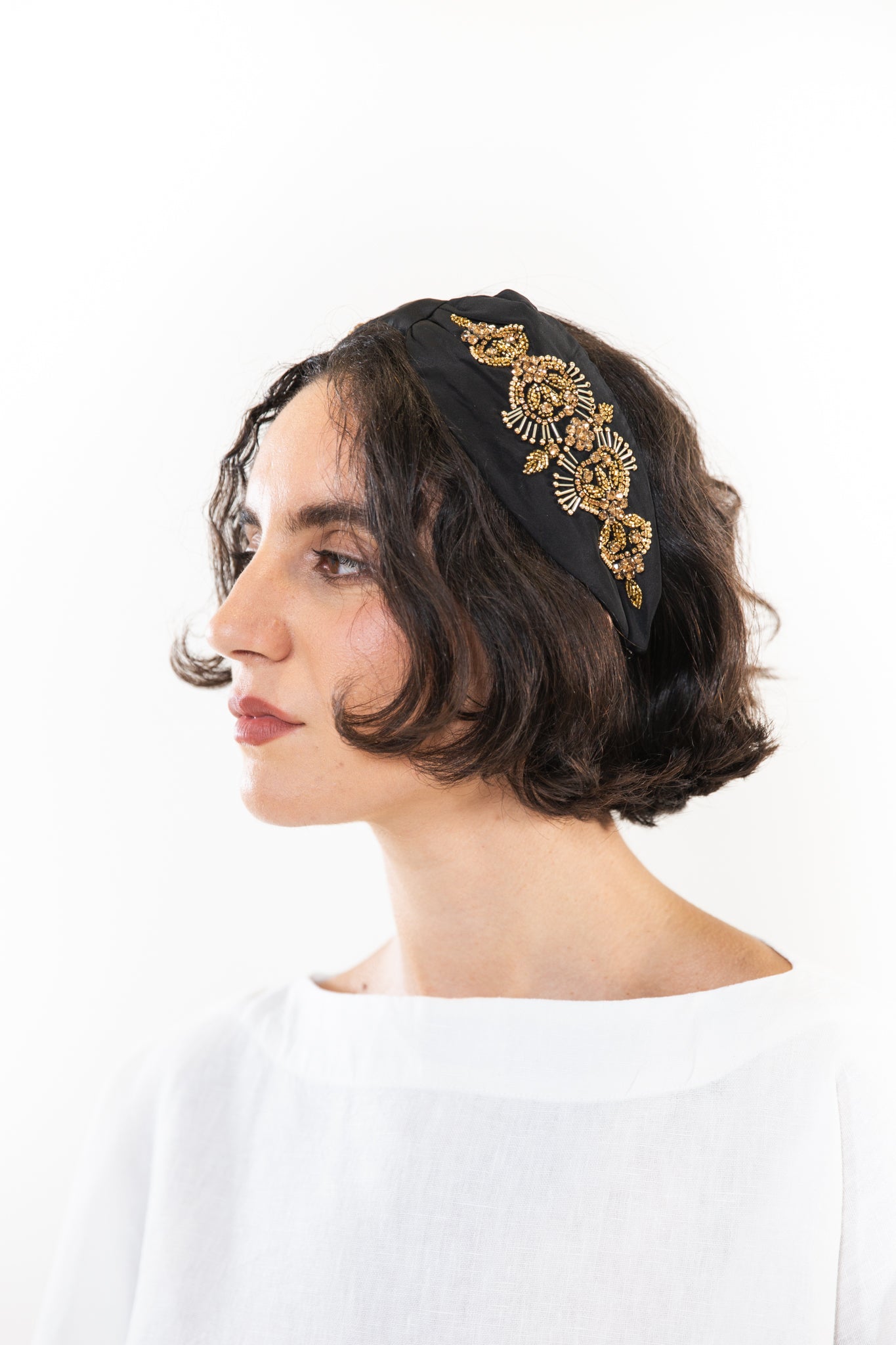 Hard Embroidered Headband | Sadie