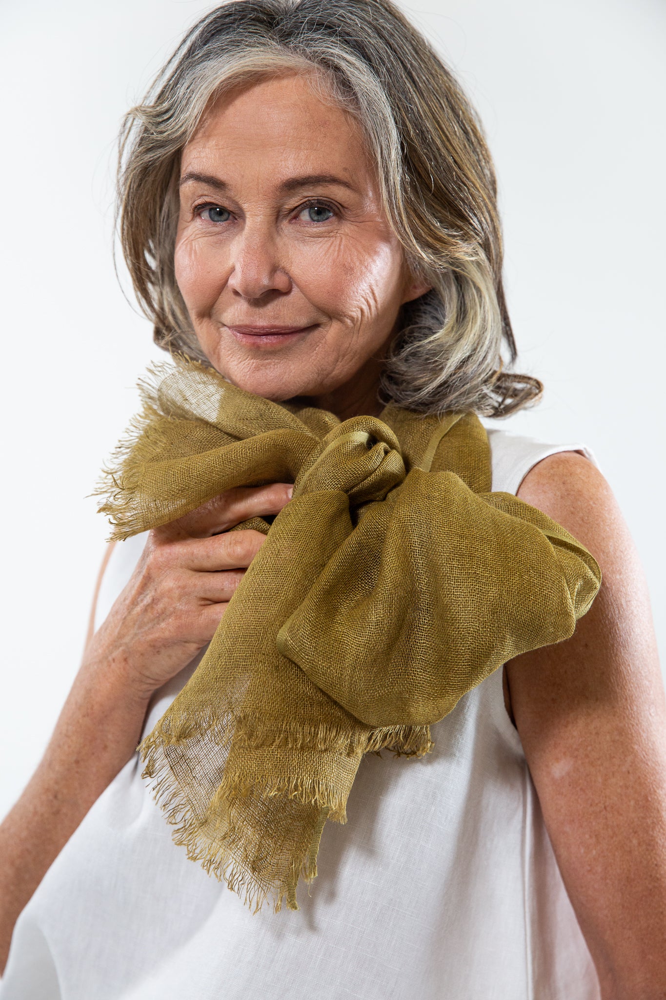 Linen Gauze Scarf | Amber Green