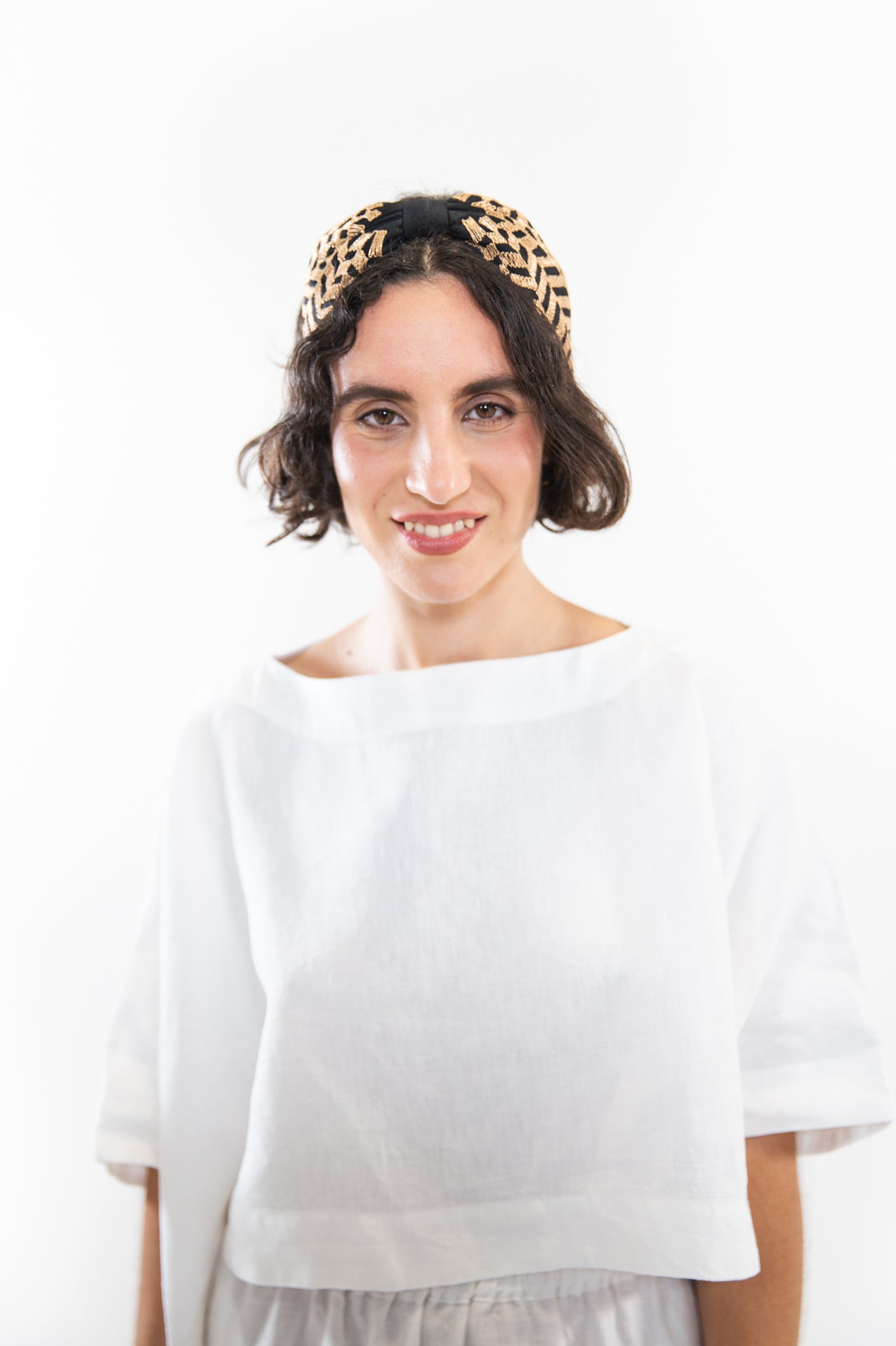 Hard Embroidered Headband | Shelby