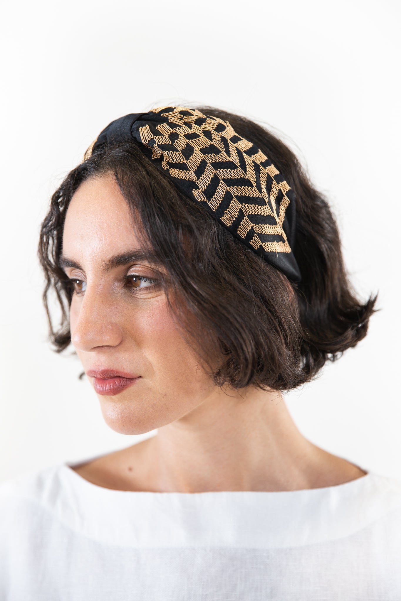 Hard Embroidered Headband | Shelby