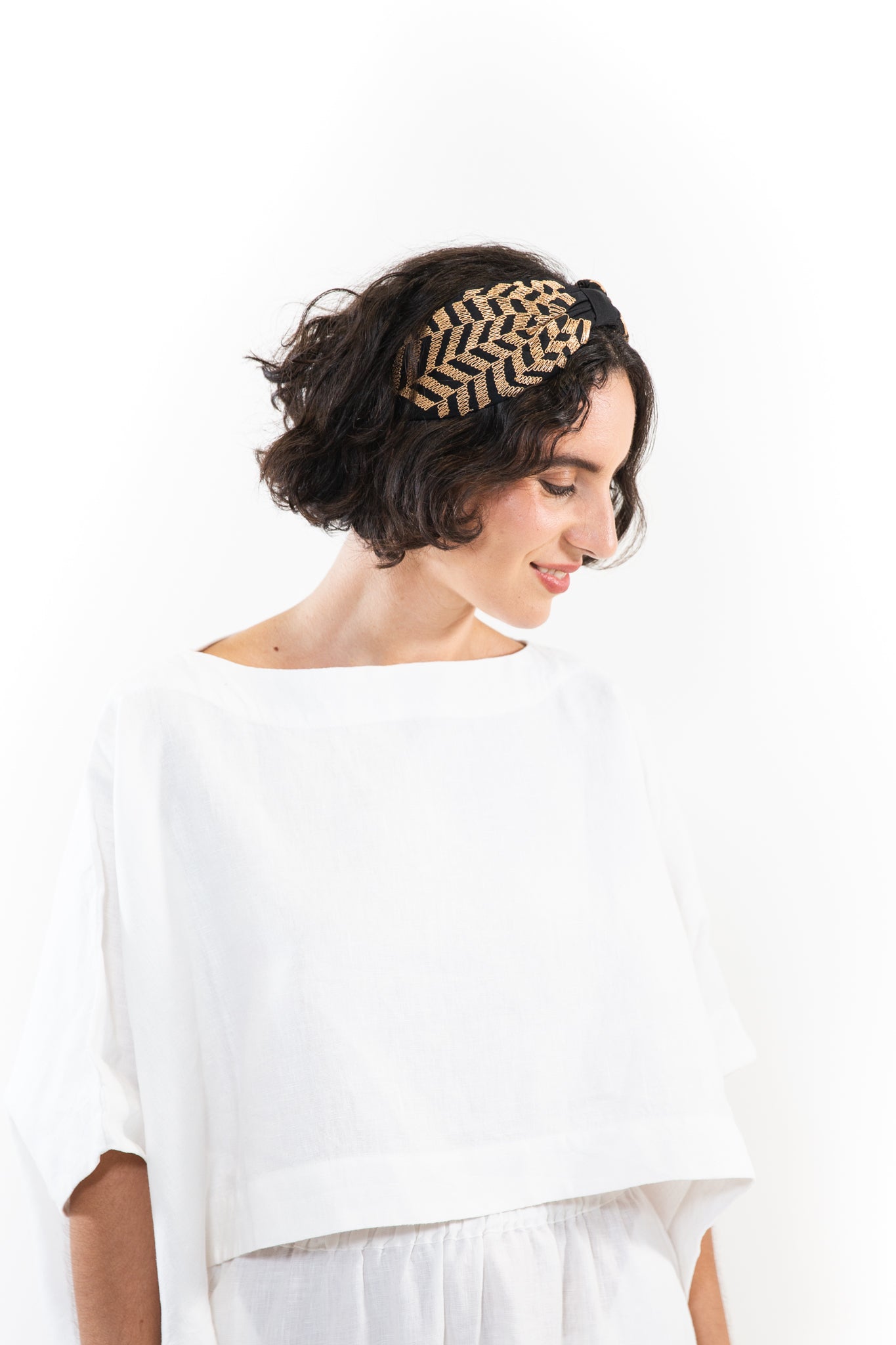 Hard Embroidered Headband | Shelby
