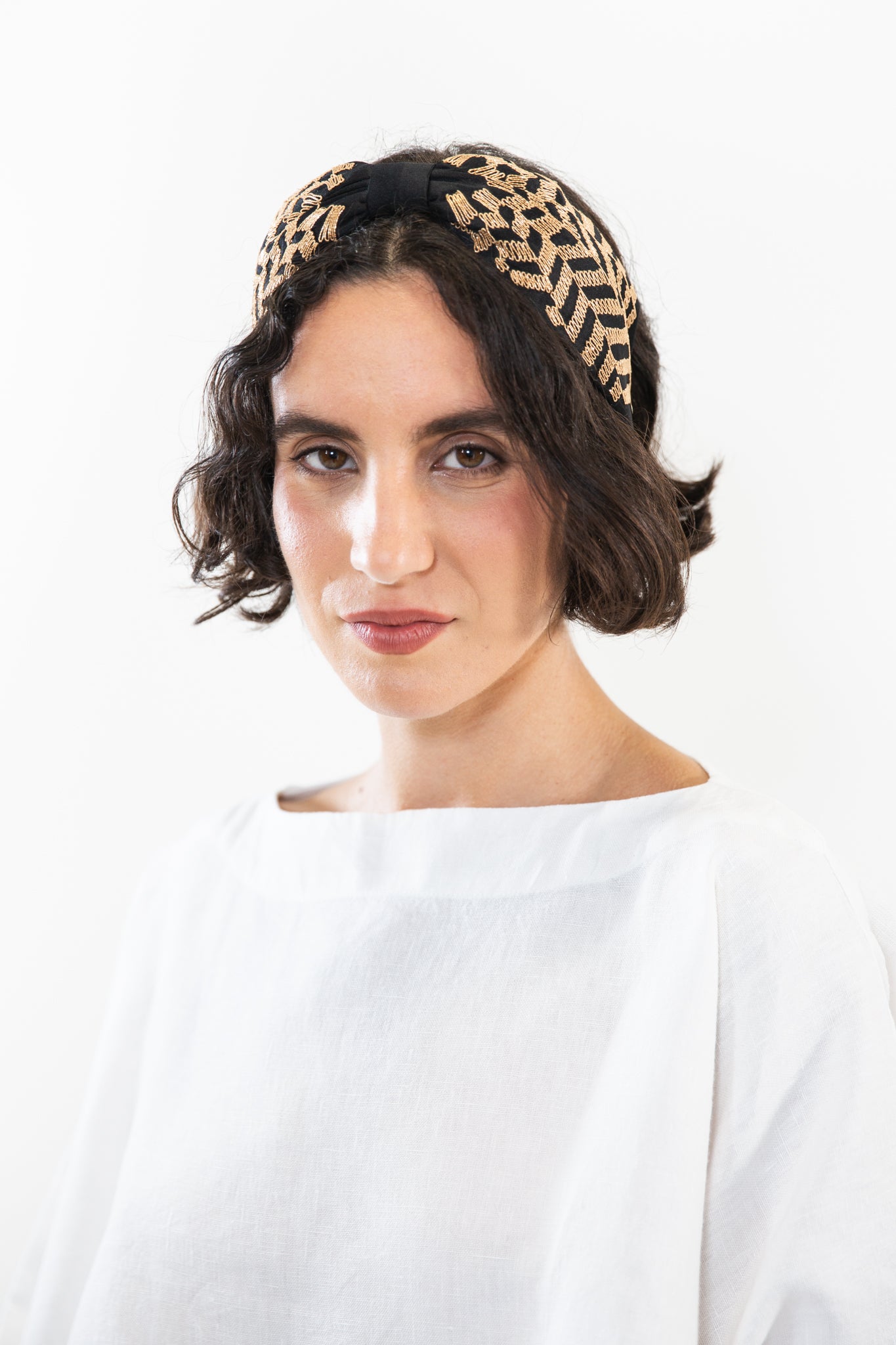 Hard Embroidered Headband | Shelby