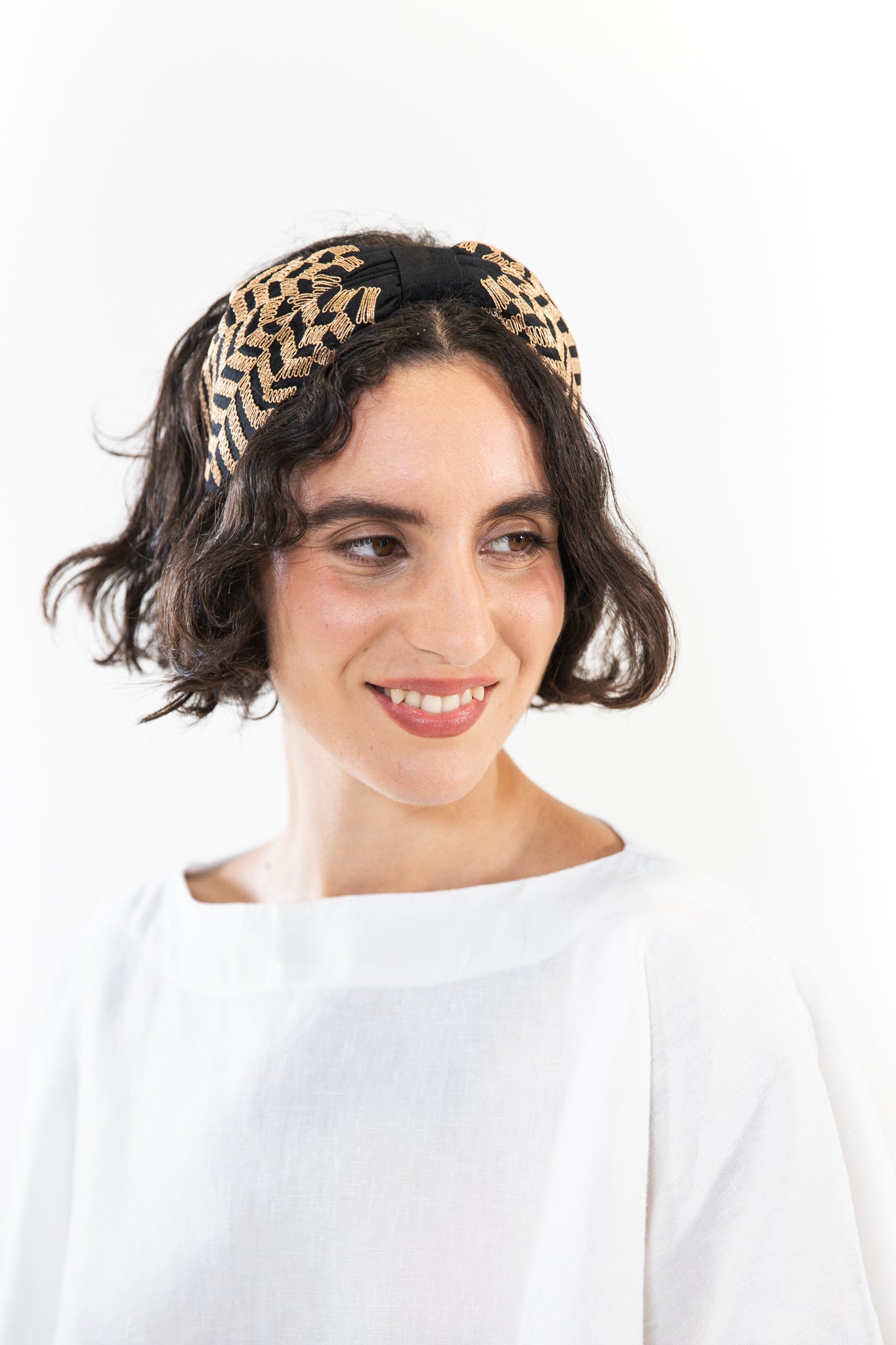Hard Embroidered Headband | Shelby