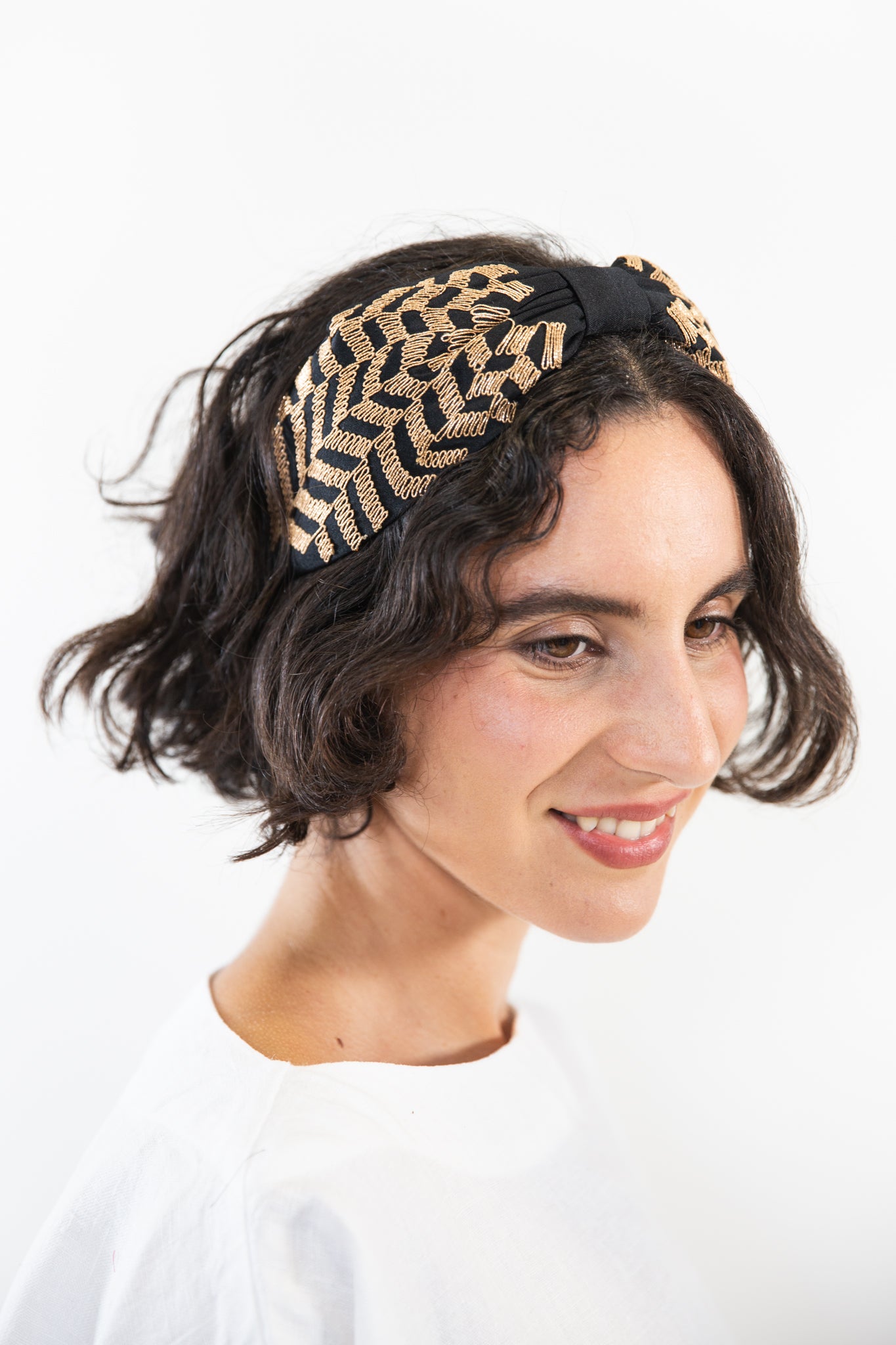 Hard Embroidered Headband | Shelby