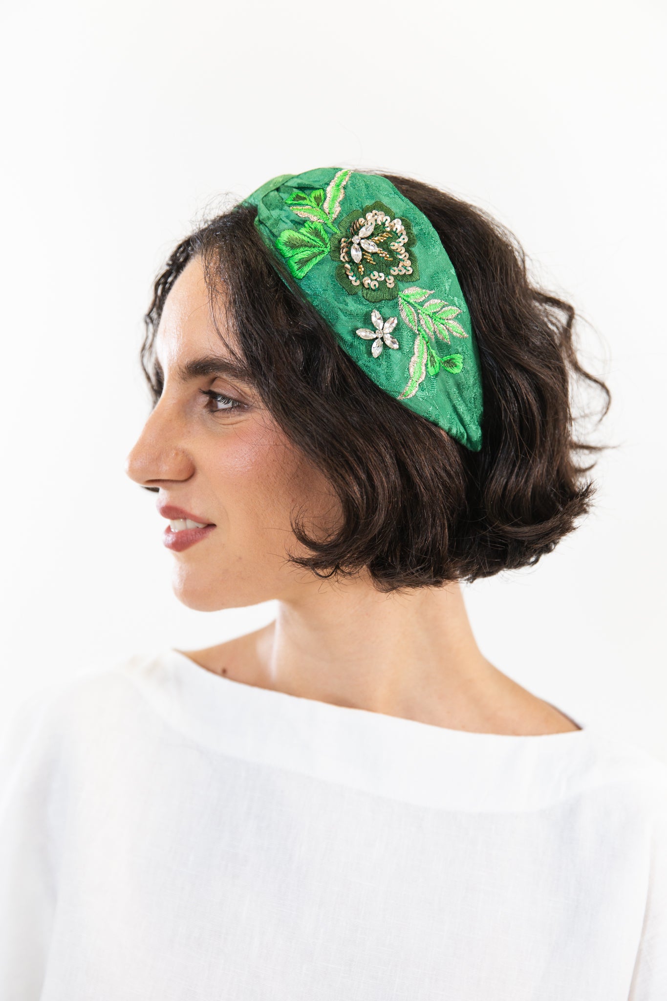 Hard Embroidered Headband | Victoria