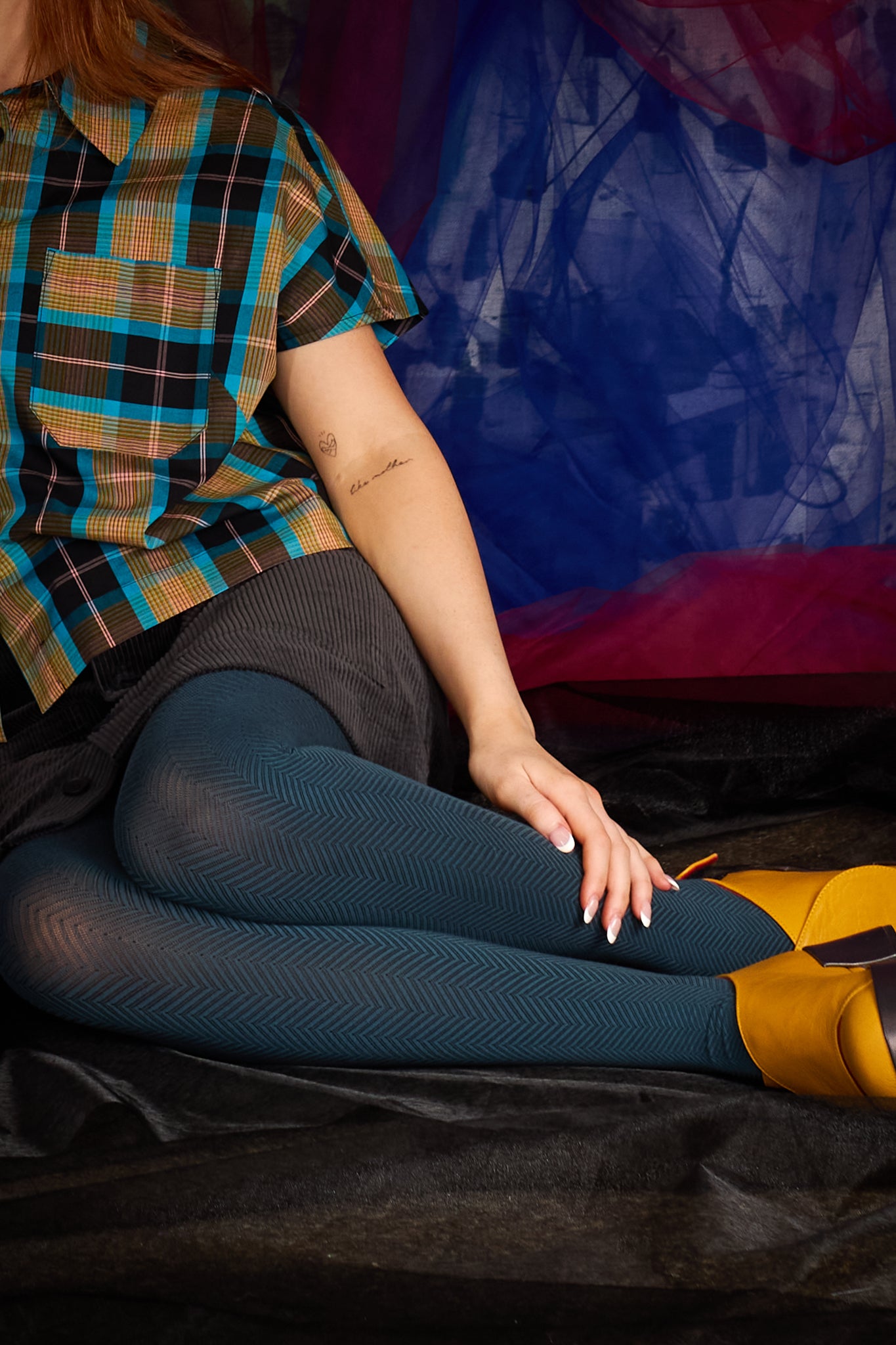 Tightology | Weave Blue Organic Cotton Tights