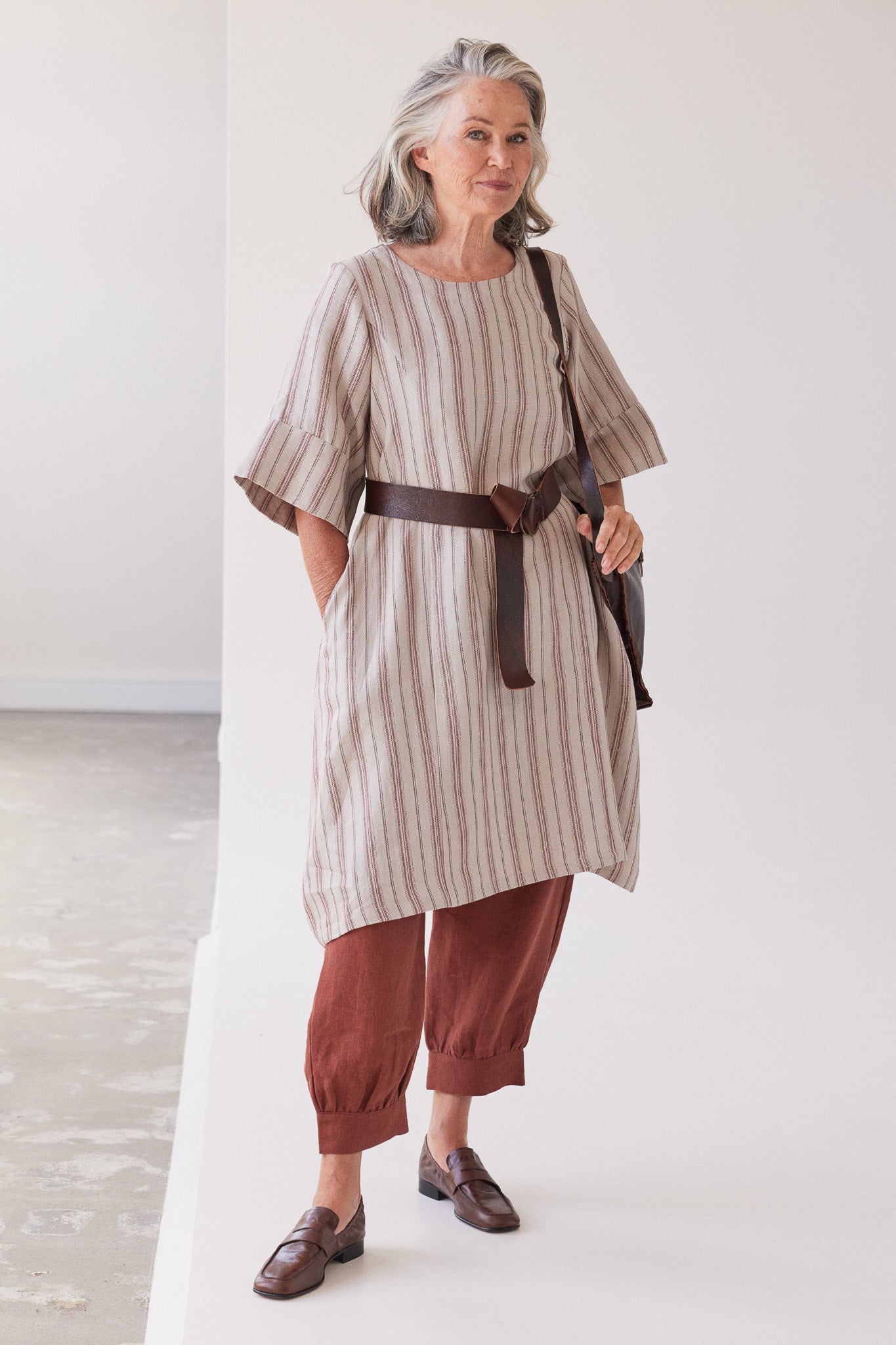 Avery Midi Dress | Brick Stripe