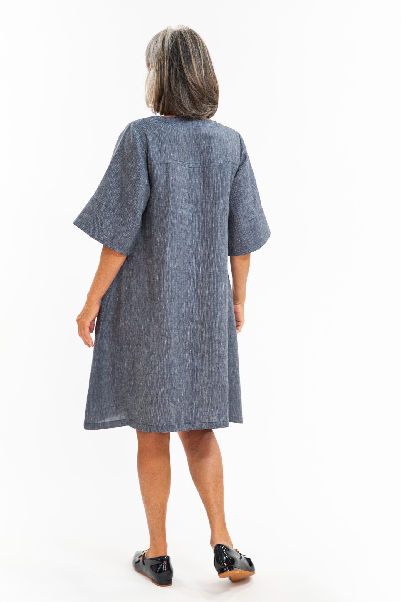 Avery Dress | Navy Pinstripe