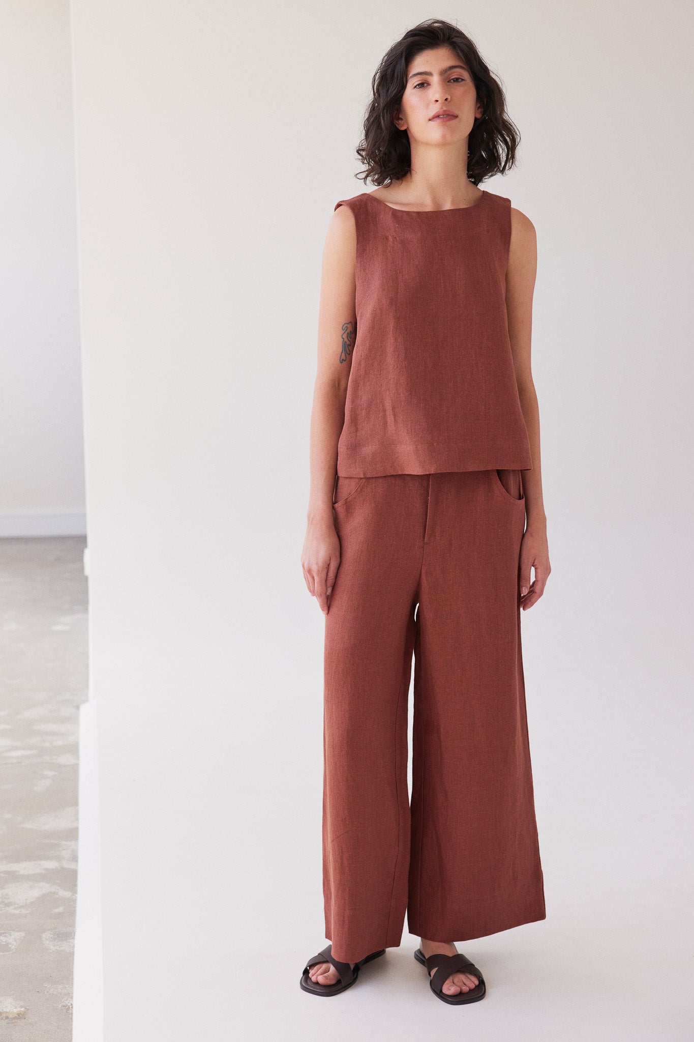 Bowie Wide Leg Pant | Brick