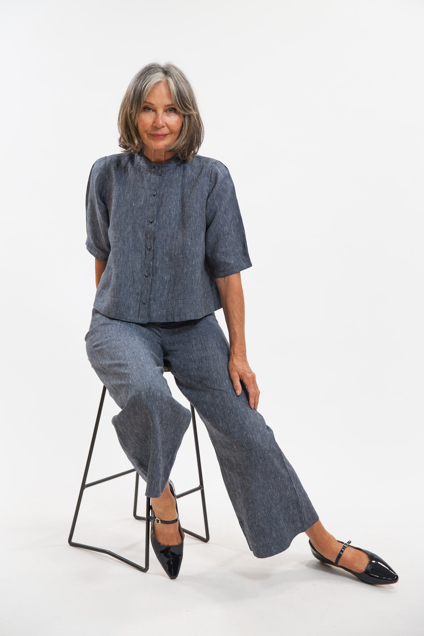 Bowie Pant | Navy Pinstripe