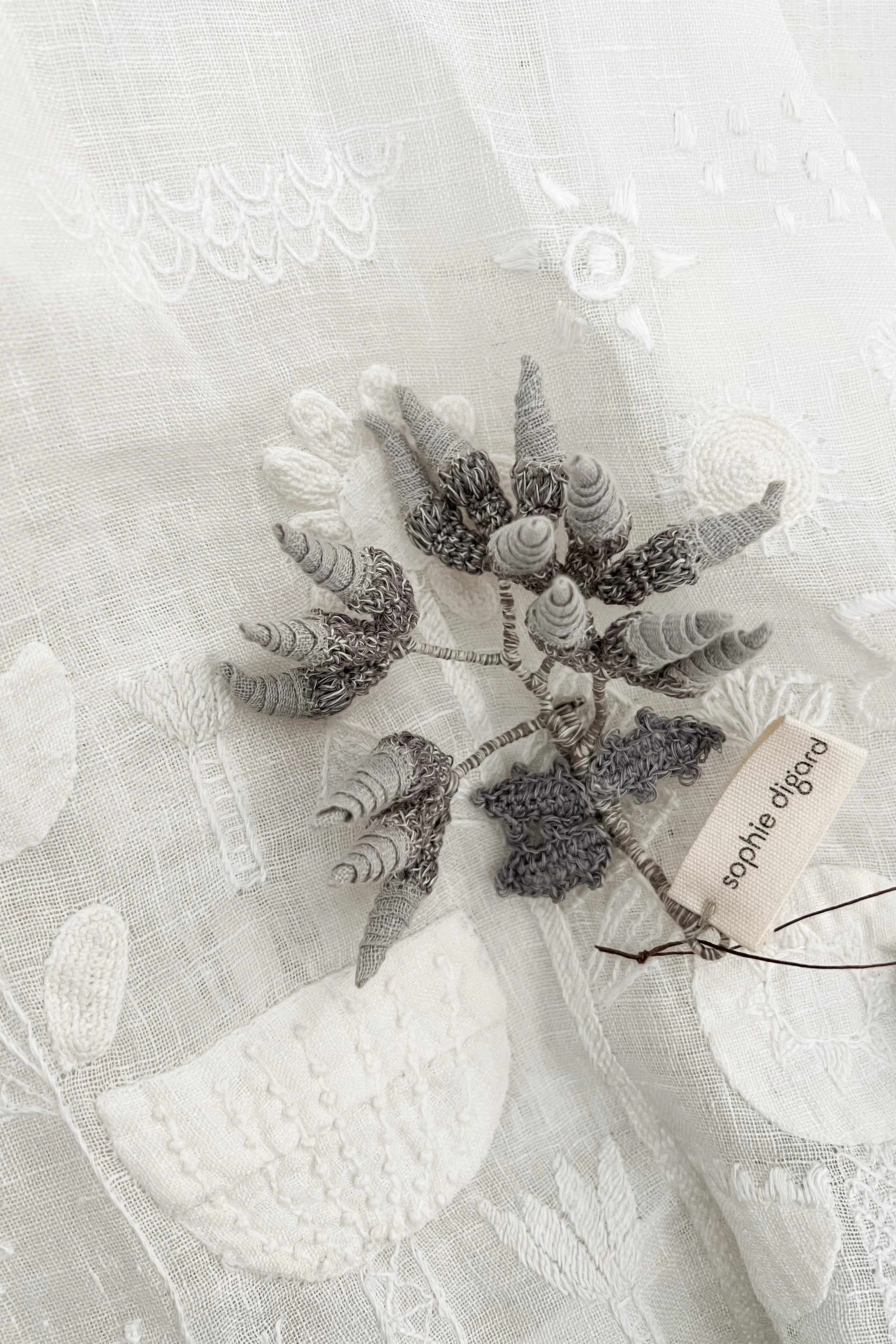 Sophie Digard | Flower Bud Brooch | Grey