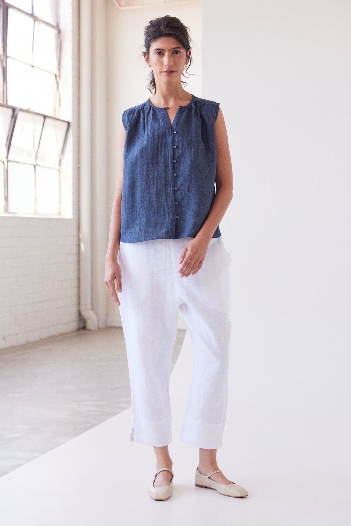 Clara Sleeveless Top | Navy