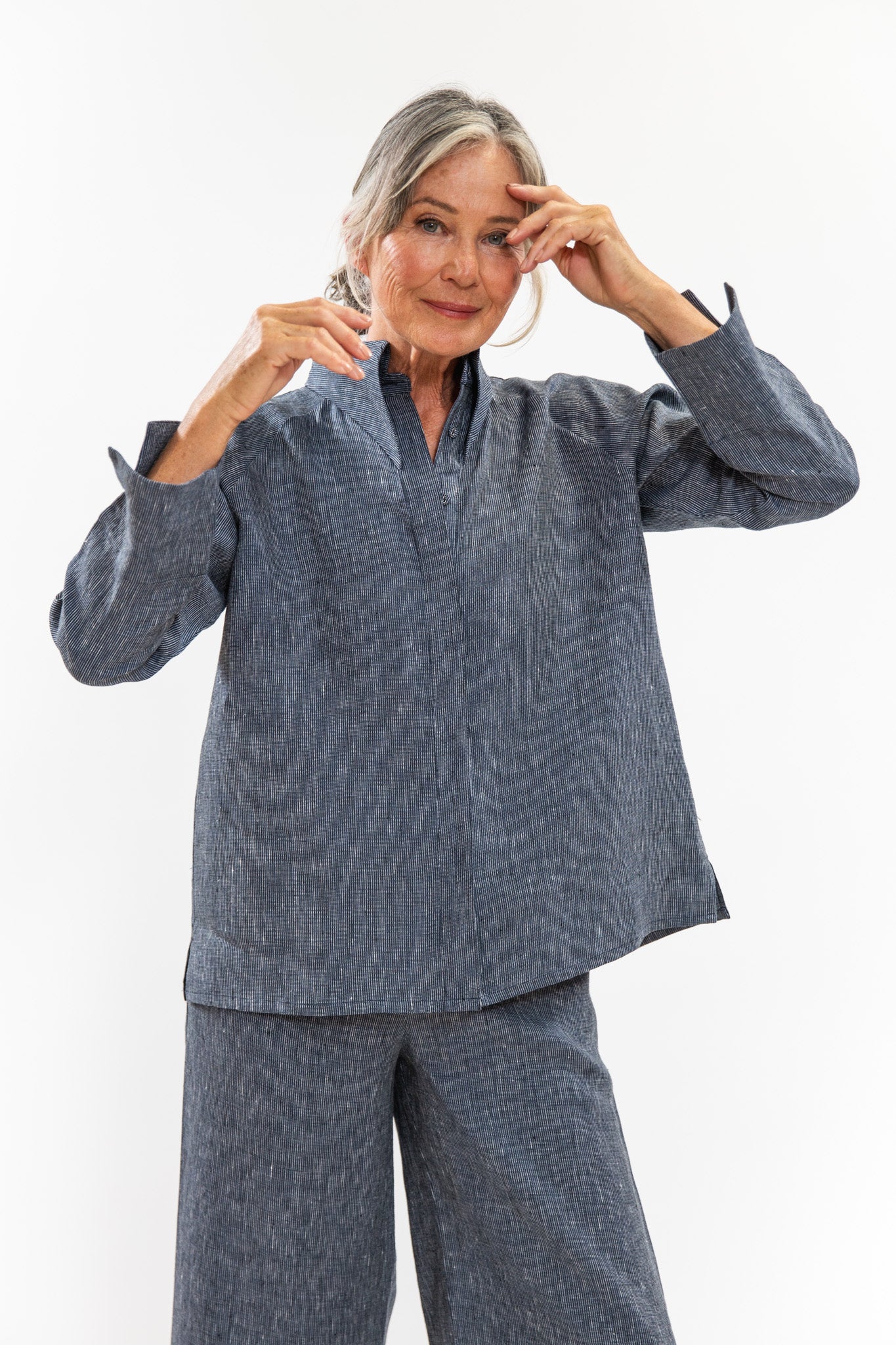 Clarke Shirt | Navy Pinstripe