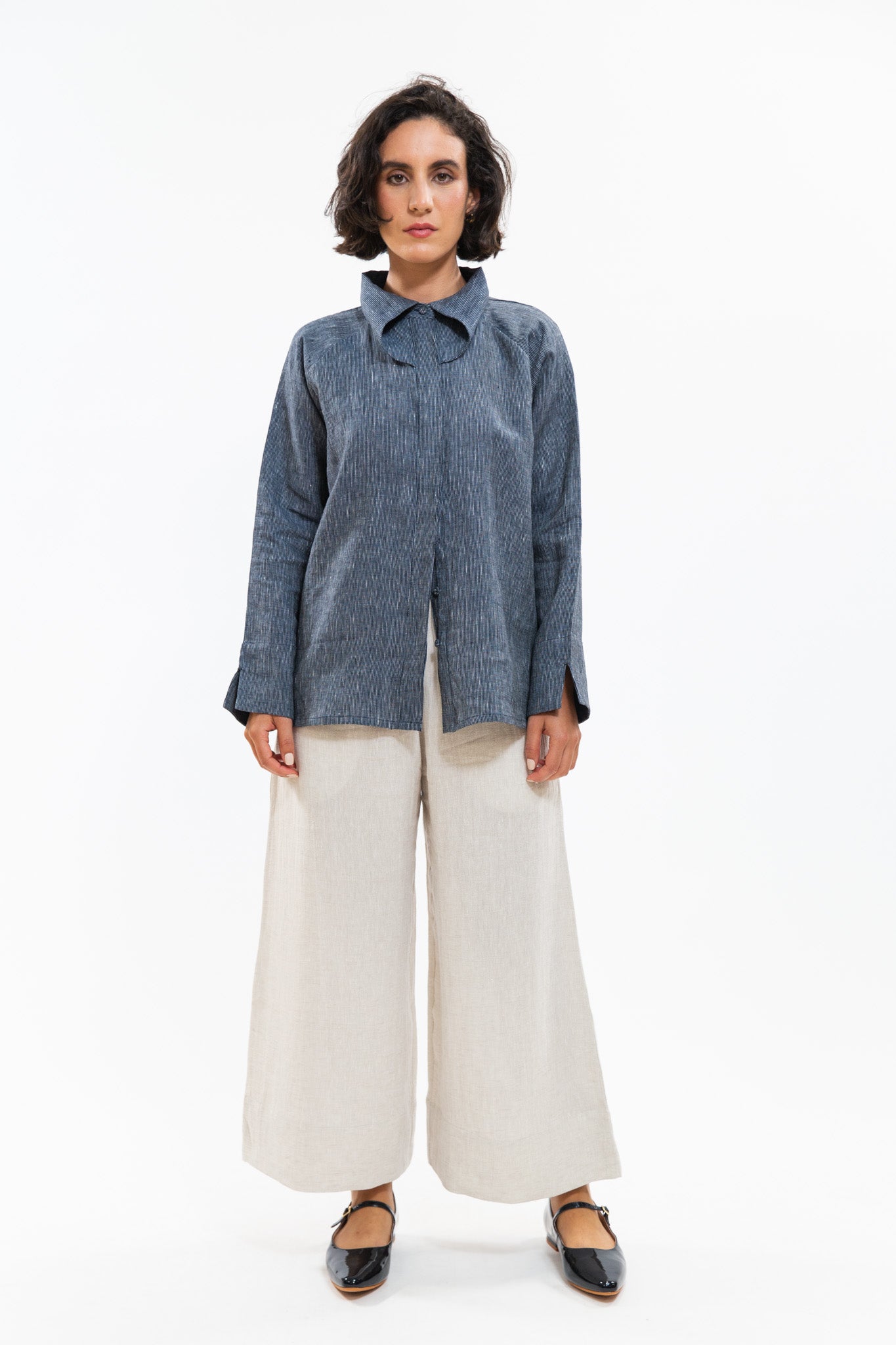 Clarke Shirt | Navy Pinstripe