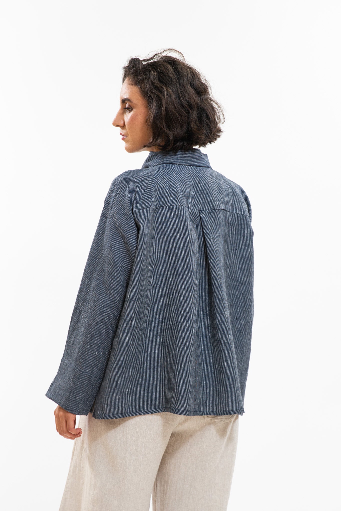 Clarke Shirt | Navy Pinstripe